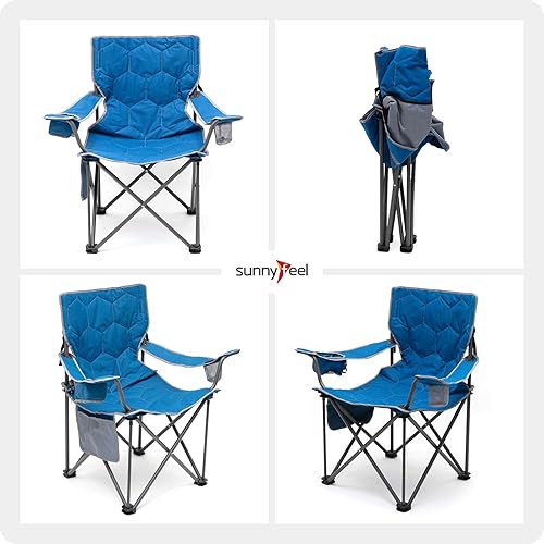 Miniatura 7 de SUNNYFEEL Silla de campamento extragrande XL, sillas de campamento plegables para adultos, resistente, grande, alta, 500 libras, silla de césped