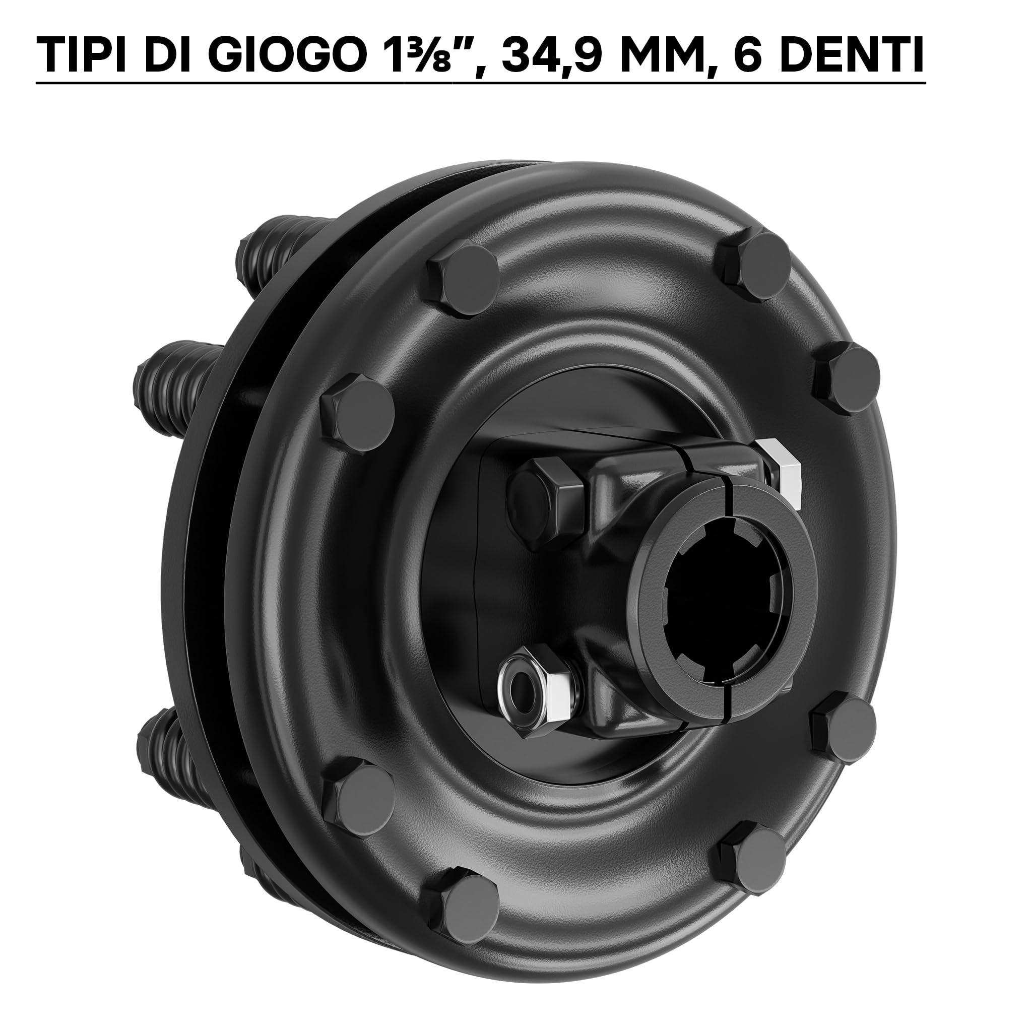 Wiltec Frizione per Albero cardanico scanalato a 6 Denti Filetto Esterno e Interno 1 3/8" Max 1200Nm Nero
