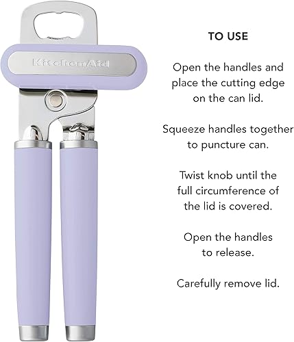 Miniatura 22 de KitchenAid Abrelatas y abrebotellas multifunción clásico, fácil de usar, rueda de corte de acero inoxidable afilada, asas ergonómicas suaves, crema