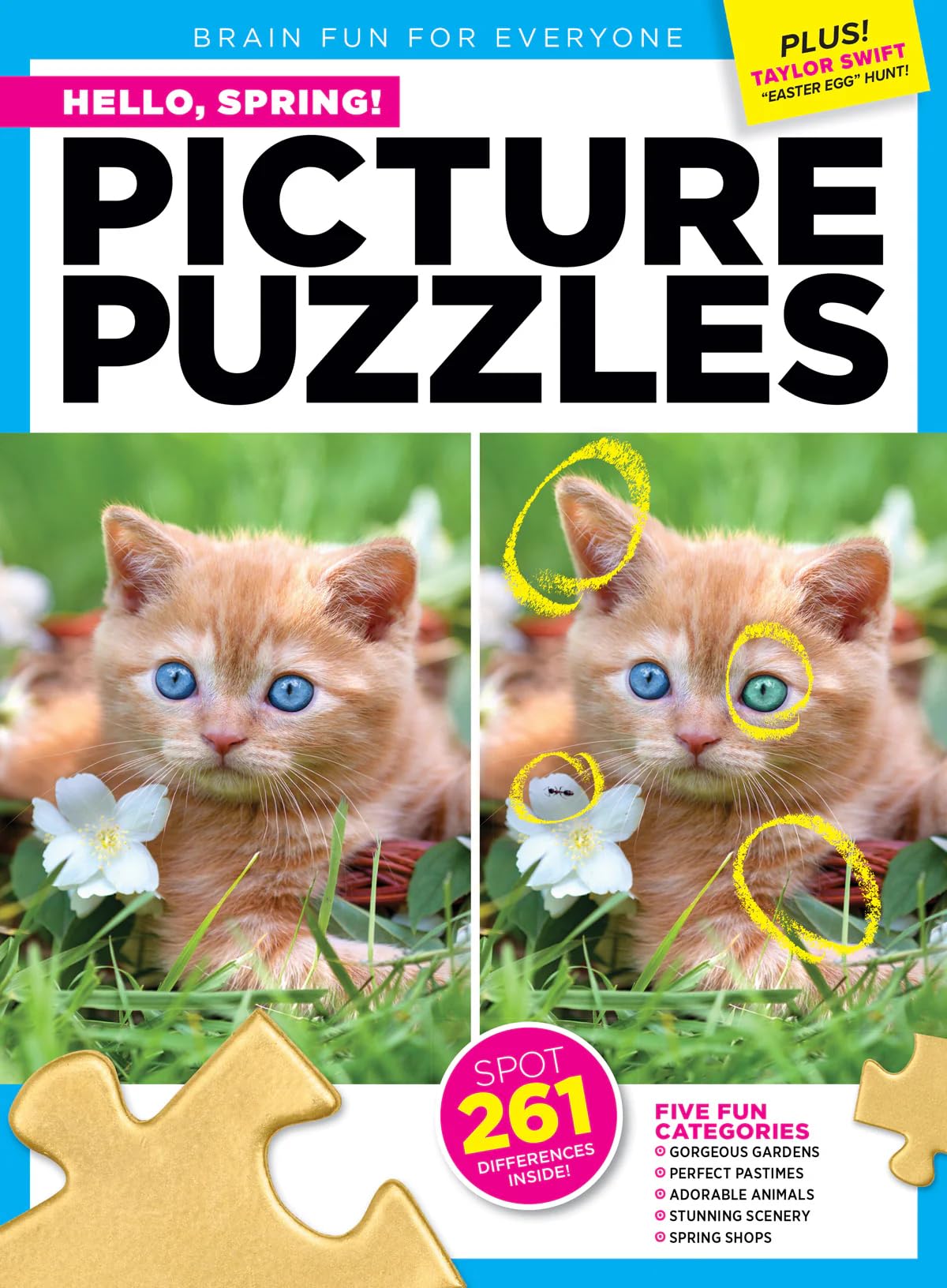 Brain Fun - Picture Puzzles: Spot 261 Differences, Spring Gardens, Pastimes, Cute Animals, Scenery, Shops, Markets, Plus Taylor Swift Easter Egg Hunt, Brain Challenge, Unwind, Unplug, Relax & Solve!