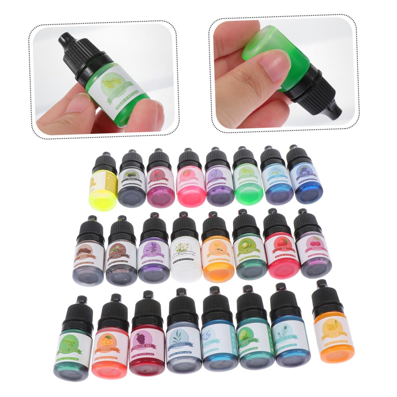 Hohopeti 24 Colorantes Líquidos Concentrados de 5 Ml para Resina y Manualidades, Pigmentos Oleosos Mezclables para Fabricación de Joyas y Proyectos DIY