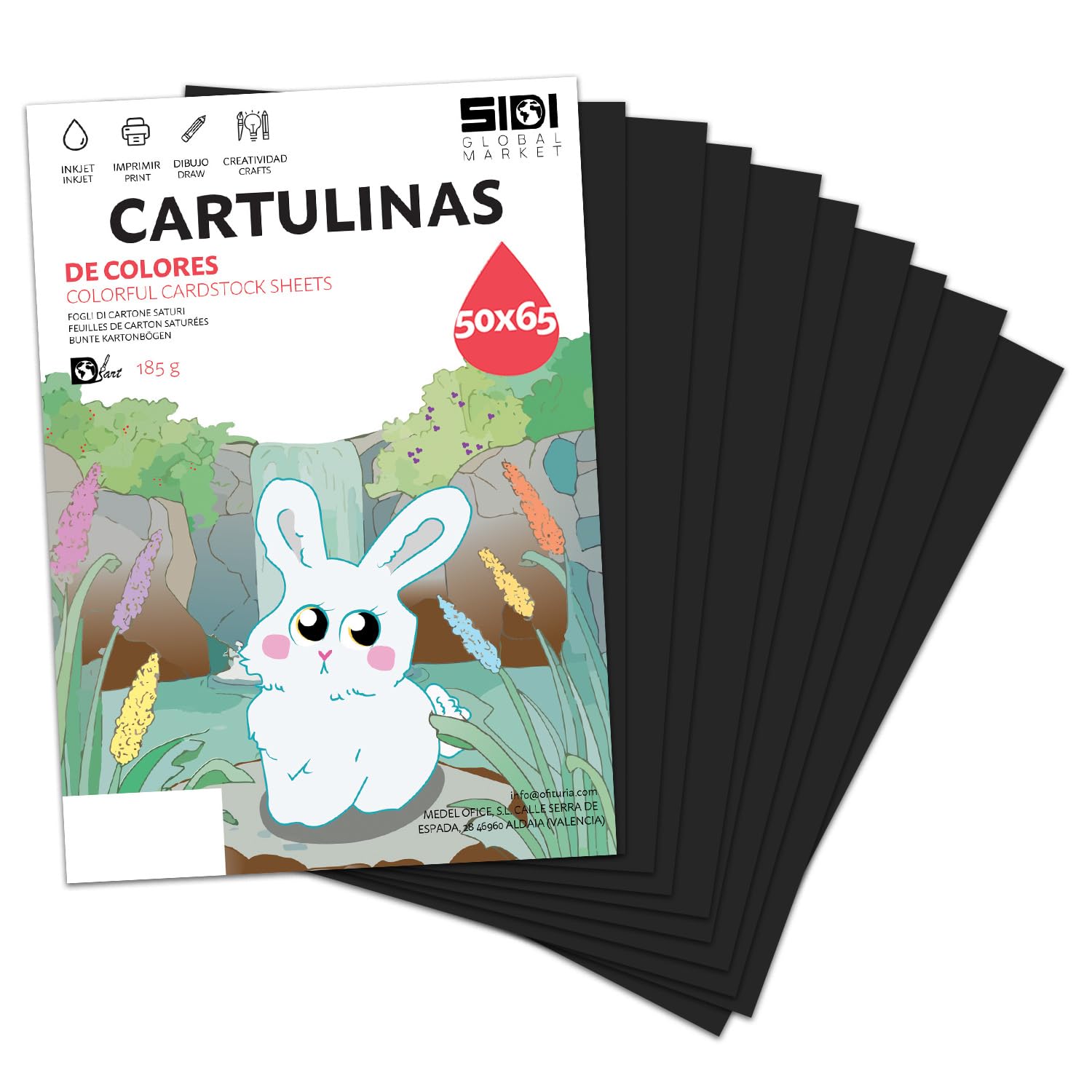 Cartulina A3 Fluor 185 g Cartulina Fluorescente de Colores Neon para Manualidades, Scrapbooking, Impresora Inkjet y Láser, Pack Variado Alta Visibilidad – SIDI (fluor, 25h) — view 39