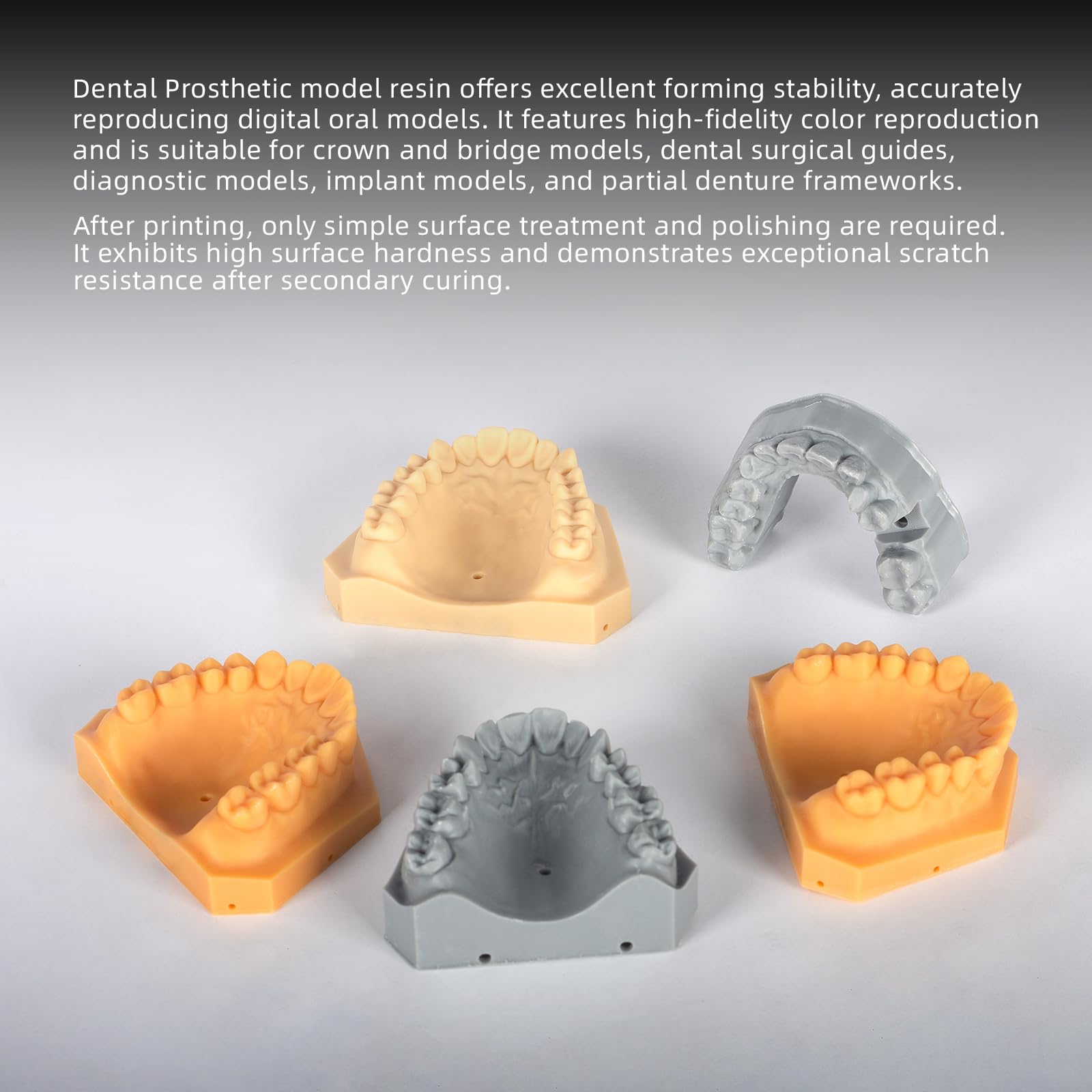 Dental-Kieferorthopädie-Modell, 3D-Druckerharz, Hohe Genauigkeit und geringe Schrumpfung, Glatte Oberfläche, für kieferorthopädische Zahnformen, Zahnimplantat-Modell (Light Grey)