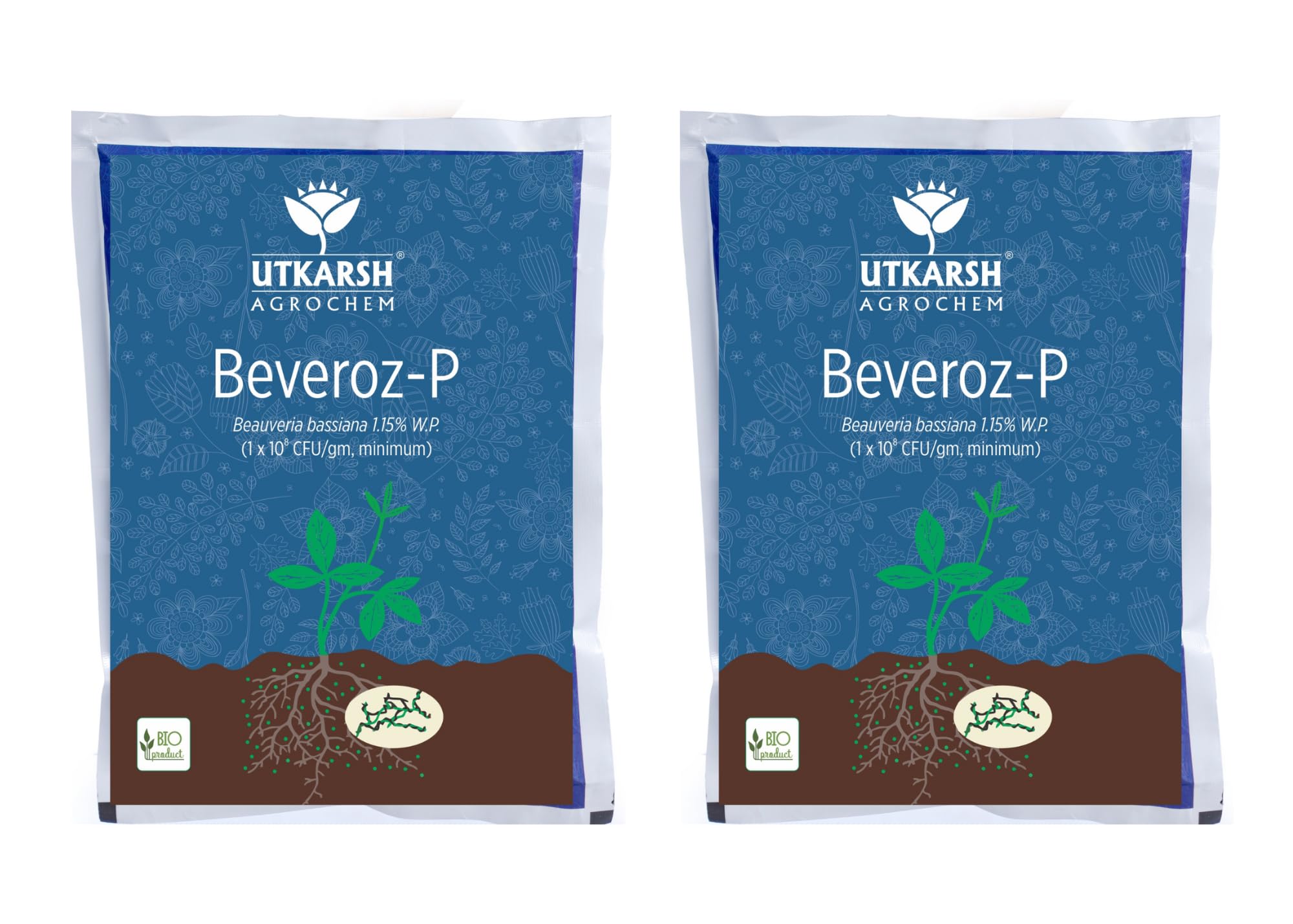 Utkarsh Beauveria Bassiana 1.15% W.P. 1 x 10^8 CFU/gm min. for Plants, Crops and Home Gardening - Beveroz-P (2 Kg; Pack of 2 of 1 Kg)
