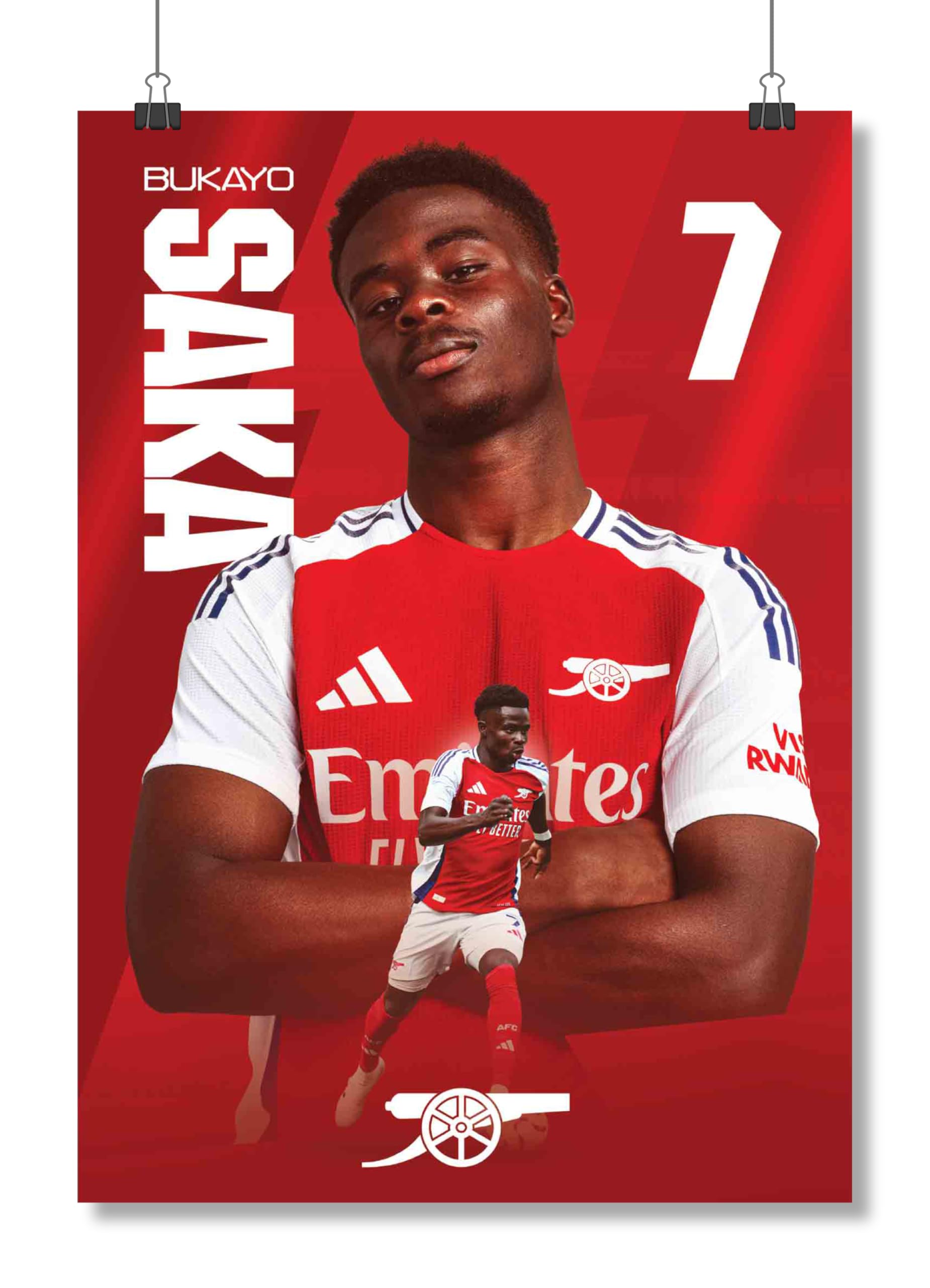Arsenal FC Saka 24/25 Action Poster Unframed A2