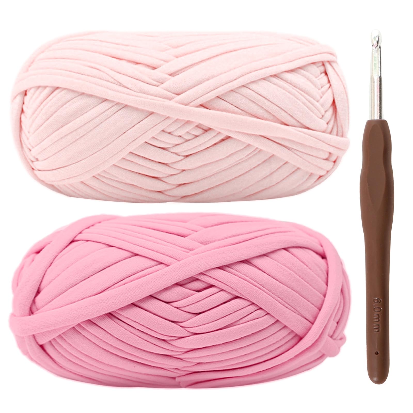 T-Shirt Yarn for Crocheting 2x100g Chunky Crochet Yarn with 6mm Hook, Perfect for Crocheting Projects, Beginner