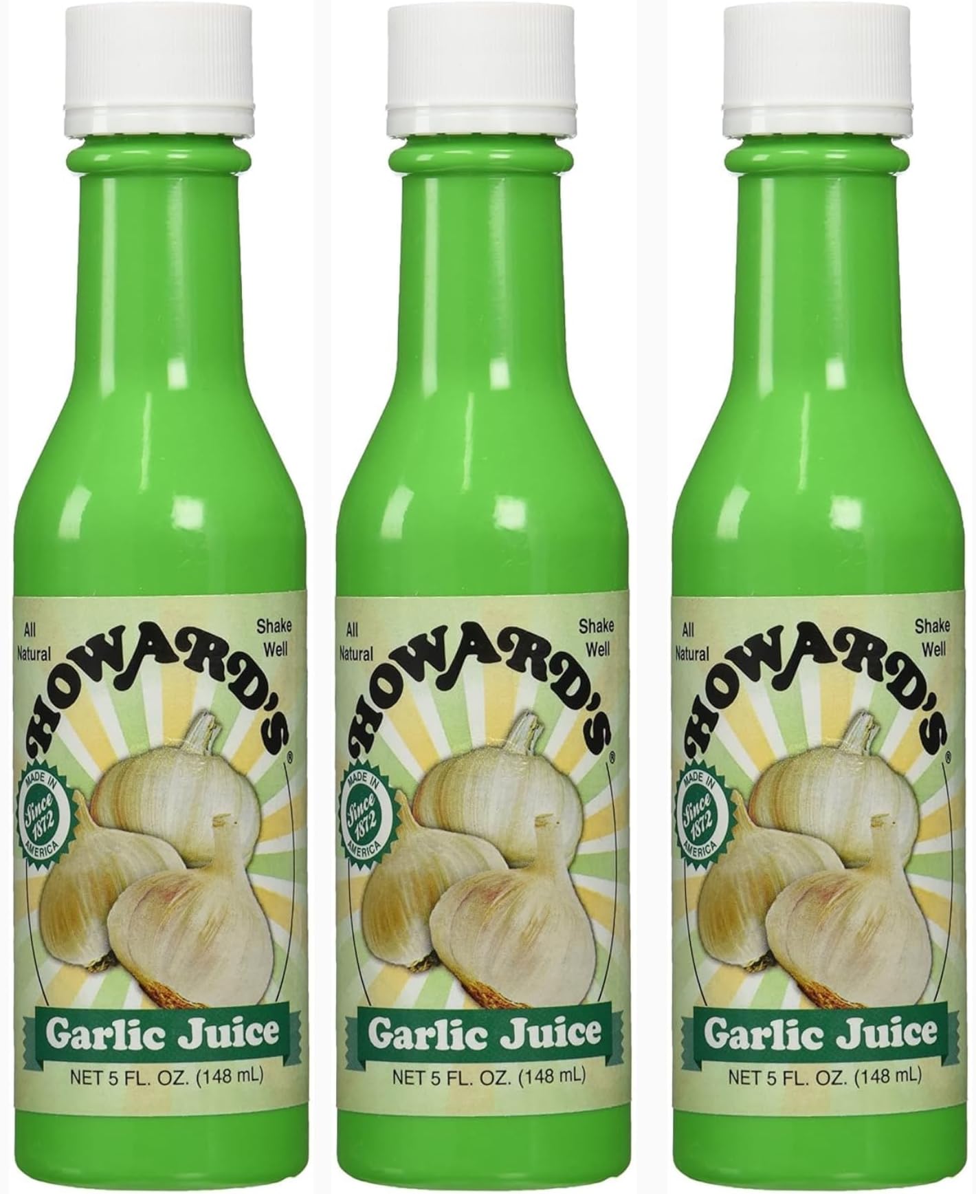 Howard’s Garlic Juice, 5 fl oz | Pure Liquid Garlic Seasoning | All-Natural Flavor Enhancer for Cooking, Marinades, Dressings & Sauces | No Artificial Preservatives [Pack of 3]