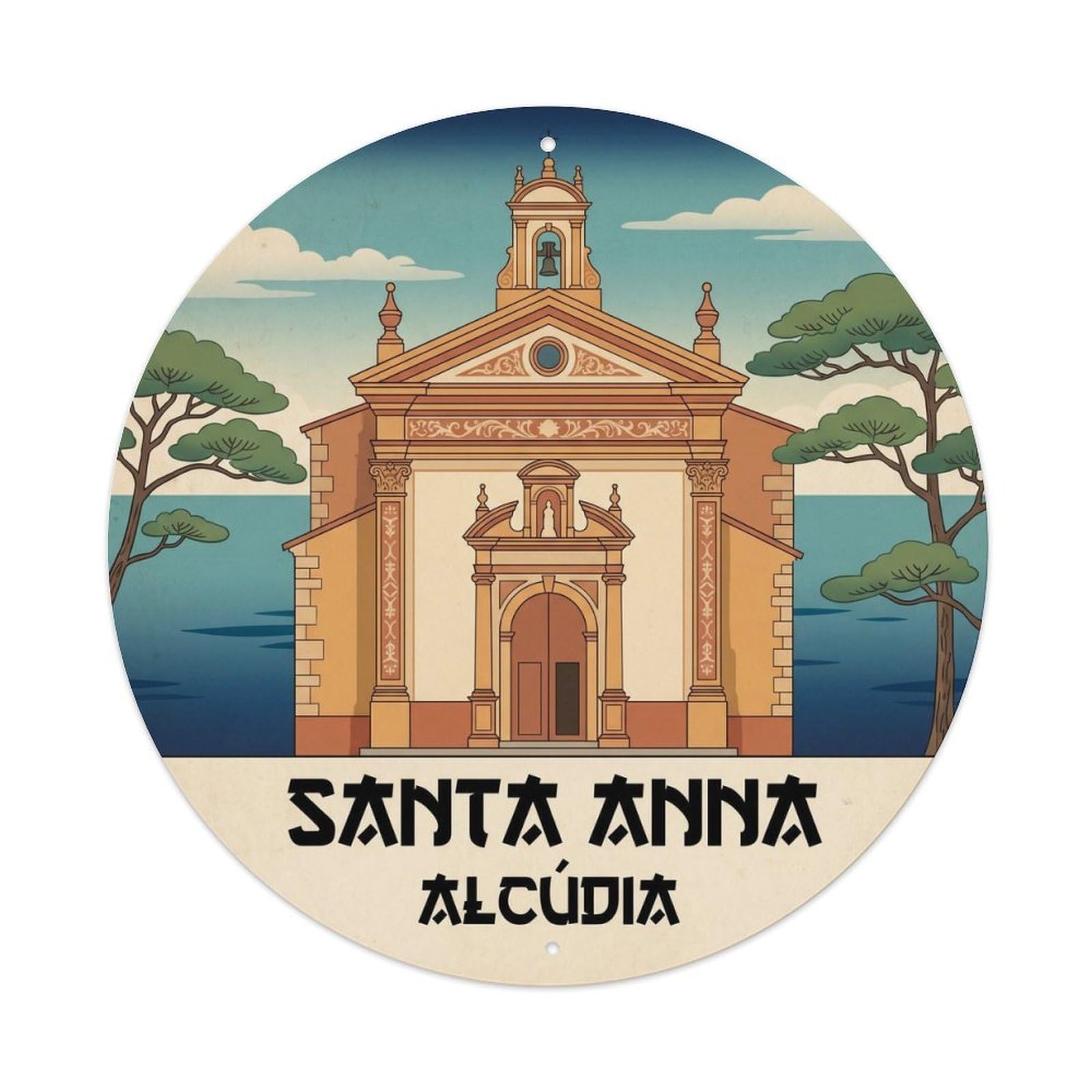 Olhnbad Style Santa Anna Chapel Mallorca Sacred Heritage Metal Tin Sign
