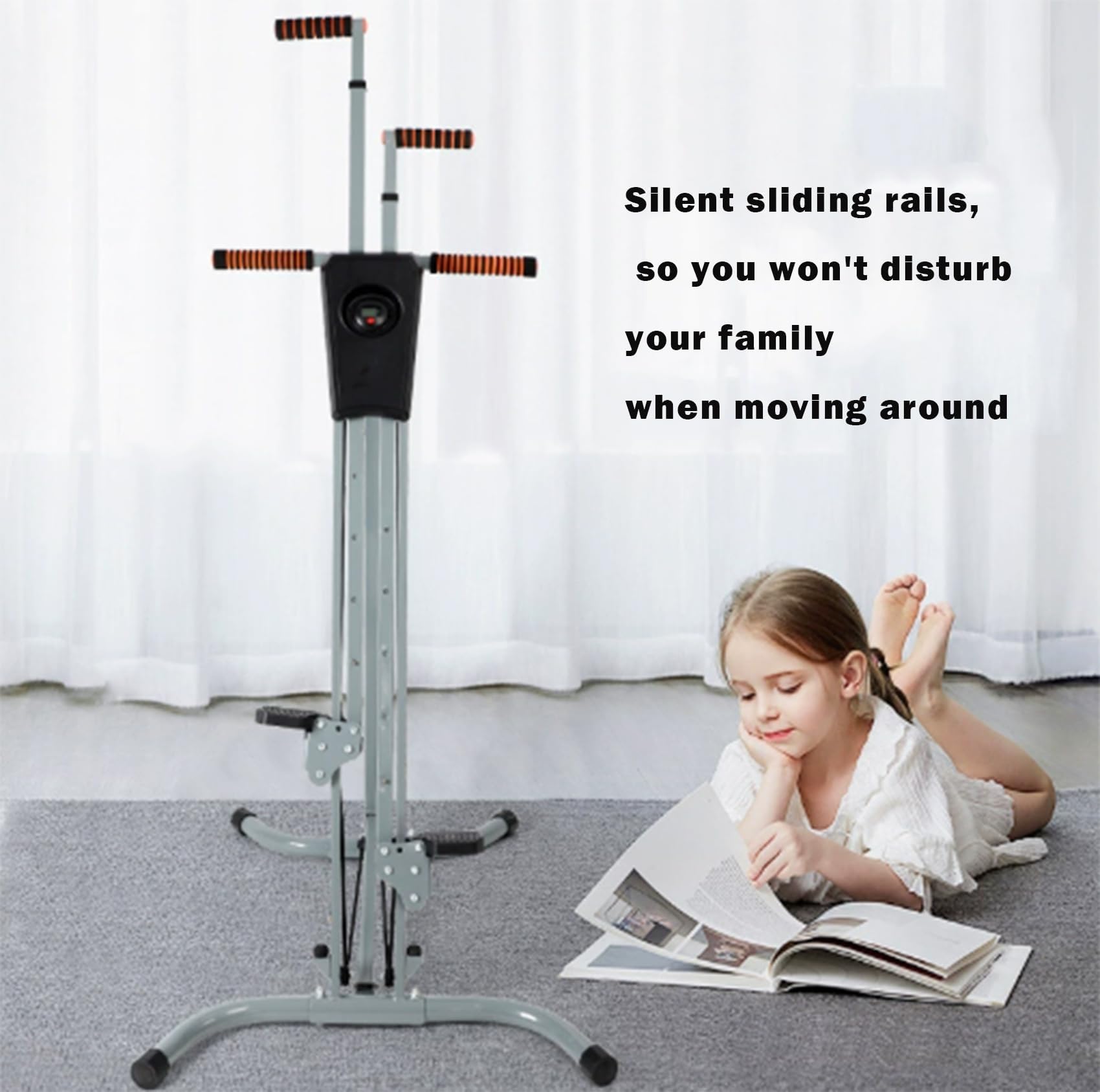 Escalador vertical para gimnasio en casa, entrenamiento cardiovascular de cuerpo completo con monitor LCD, soporta 120 kg