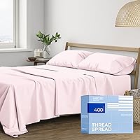 Vista 32 de THREAD SPREAD 100% Sábanas de algodón tamaño Queen - Juego de 4 piezas, 400 hilos, solo sábanas Queen de algodón, suaves, transpirables