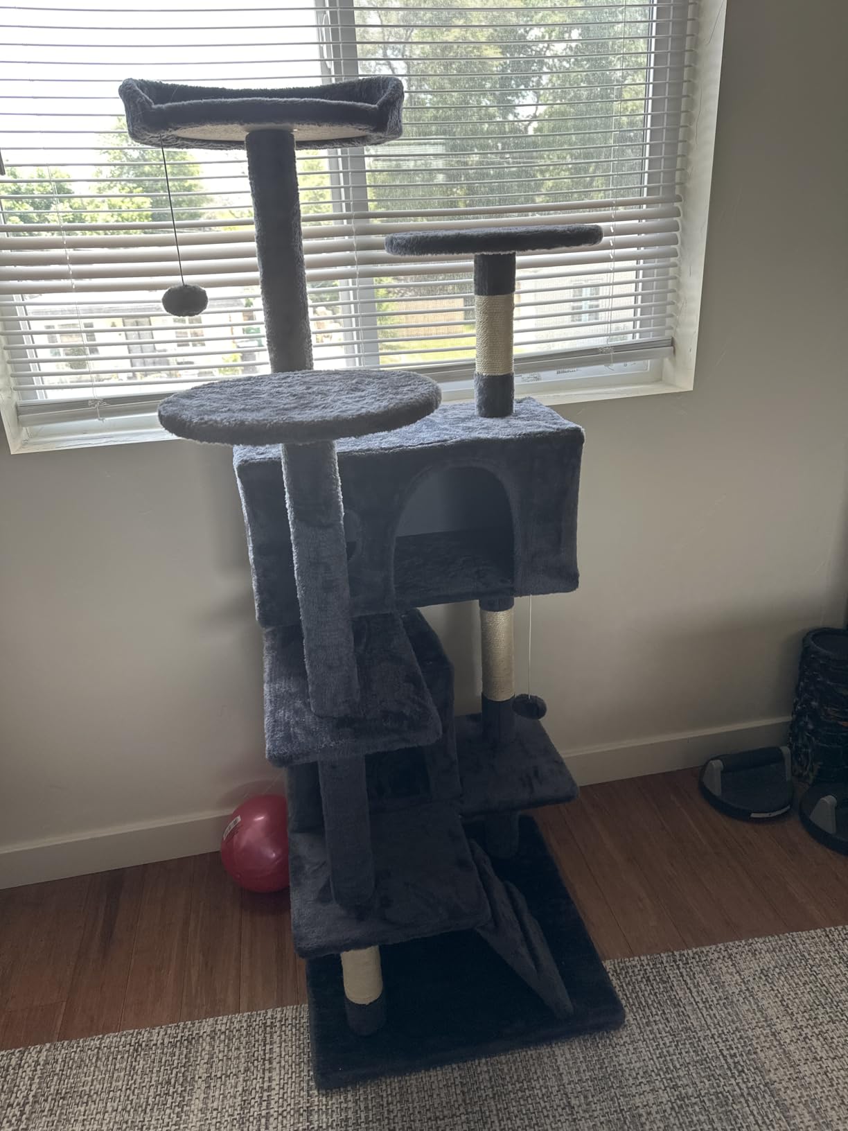 FDW Cat Tree 54in Cat Tower Multi-Level Durable Cat Scratching Post & Cozy Fun Cat Jumping Platform Space Saving Cat Condo Pet Play House for Indoor Cats,Dark Gray photo review