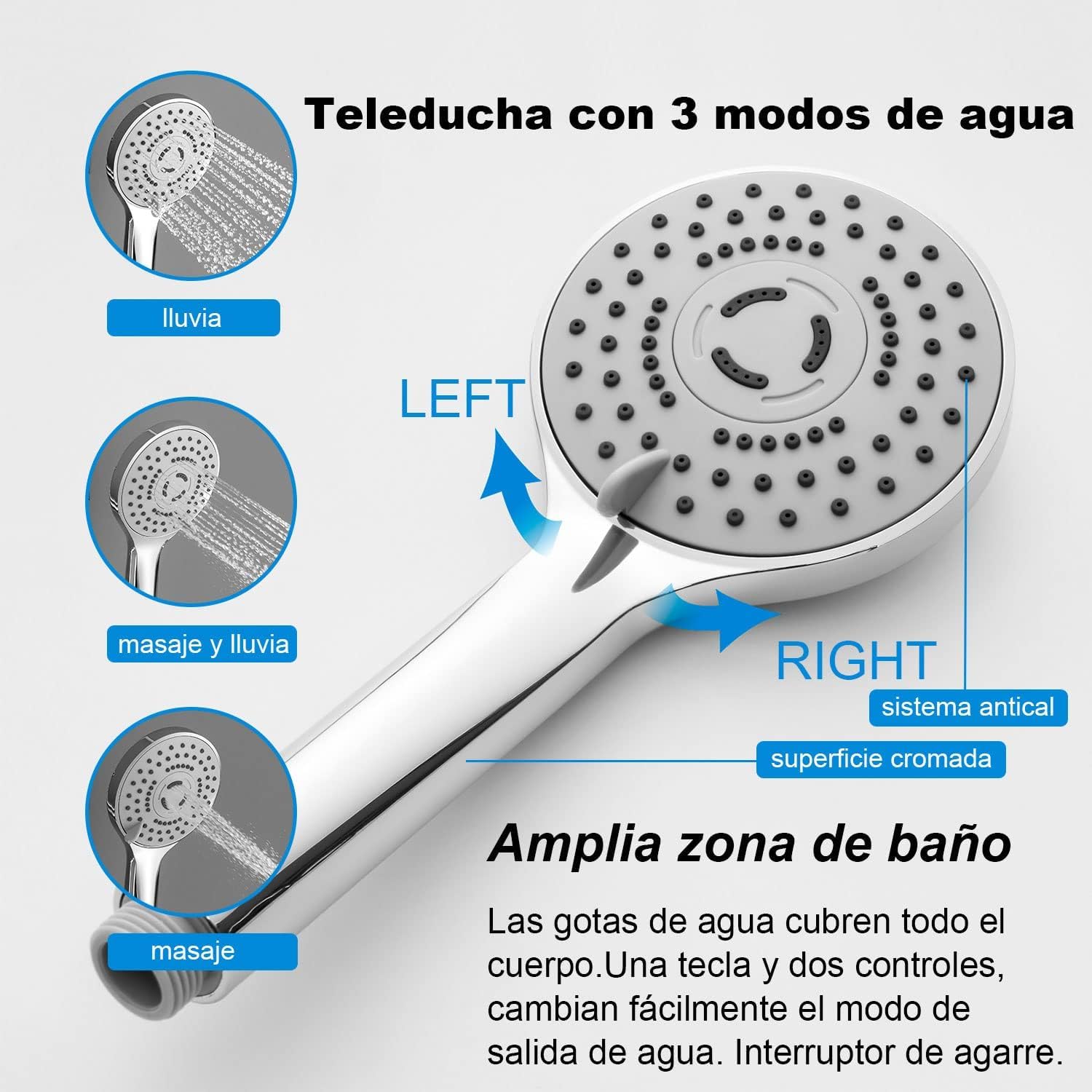 YOOZENA Columna de Ducha, Duchas de Baño Columna Extensible con Grifo,Columna Ducha con Manguera, Ducha Lluvia, Cromado Redondo