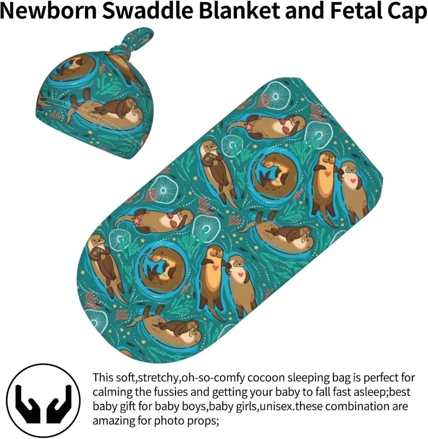 Newborn Swaddle Blankets Baby Stuff Soft Swaddle Swaddling Blanket With Beanie Sets Gifts For Infant Boys Girls - Image 7