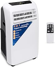 SereneLife Klimaanlage mobil 4-in-1: Luftkühler, Ventilator, Luftentfeuchter + Heizung – Tragbares Klimagerät mit Abluftschlauch, Fernbedienung & Kit für Räume bis 42 m² – Fenster-Montage 9,000 BTU