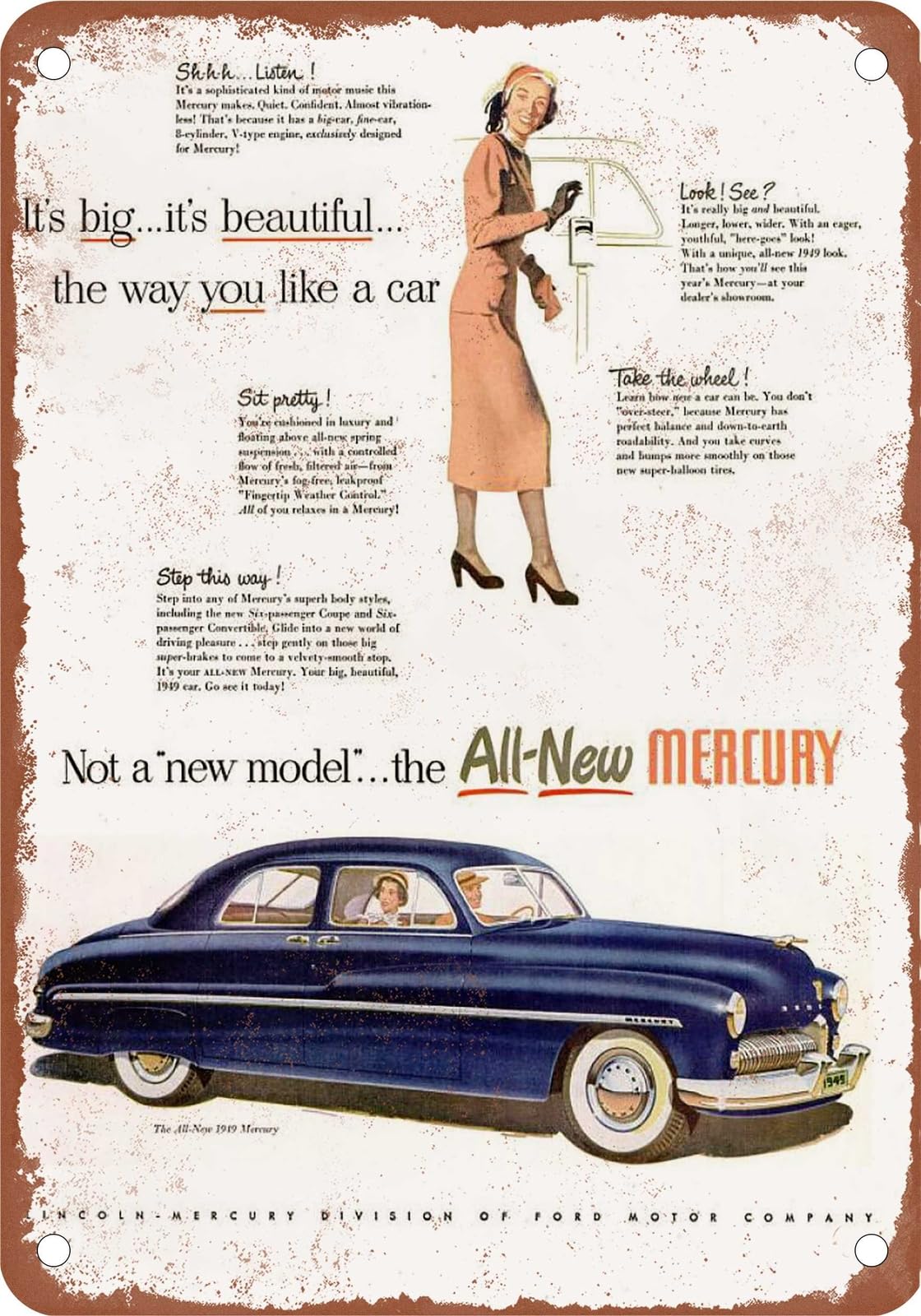 Miaomansenstore Metal Sign - 1949 Mercury Vintage Ad 10 - Old Retro Rusty Look Home Decor