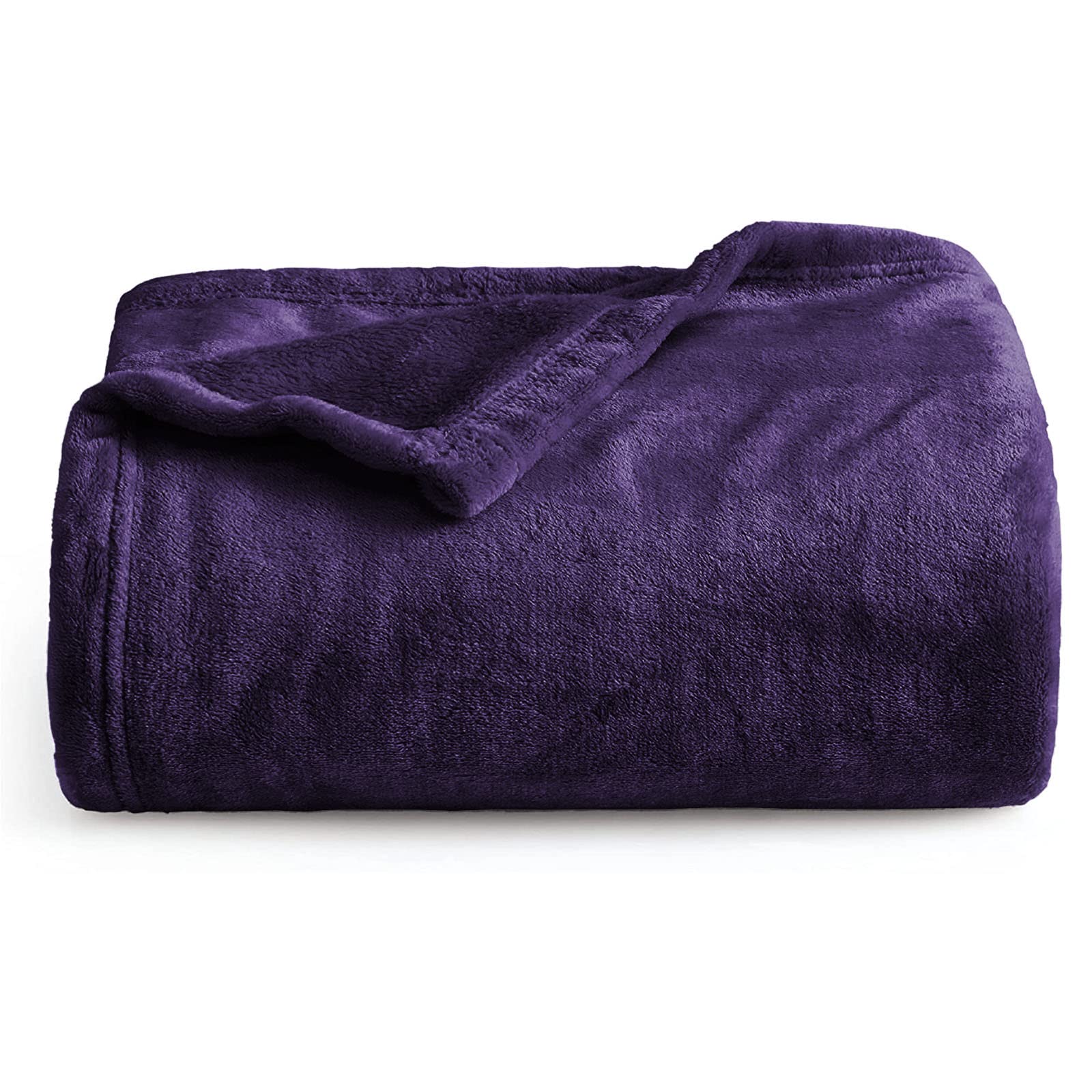 Oxford Homeware Fleece Blanket Sofa Throw Cuddly Reversible Soft Throws for Bed, Couch, Settee, Travel Lightweight and Breathable Blanket fit All Season (Purple, King)