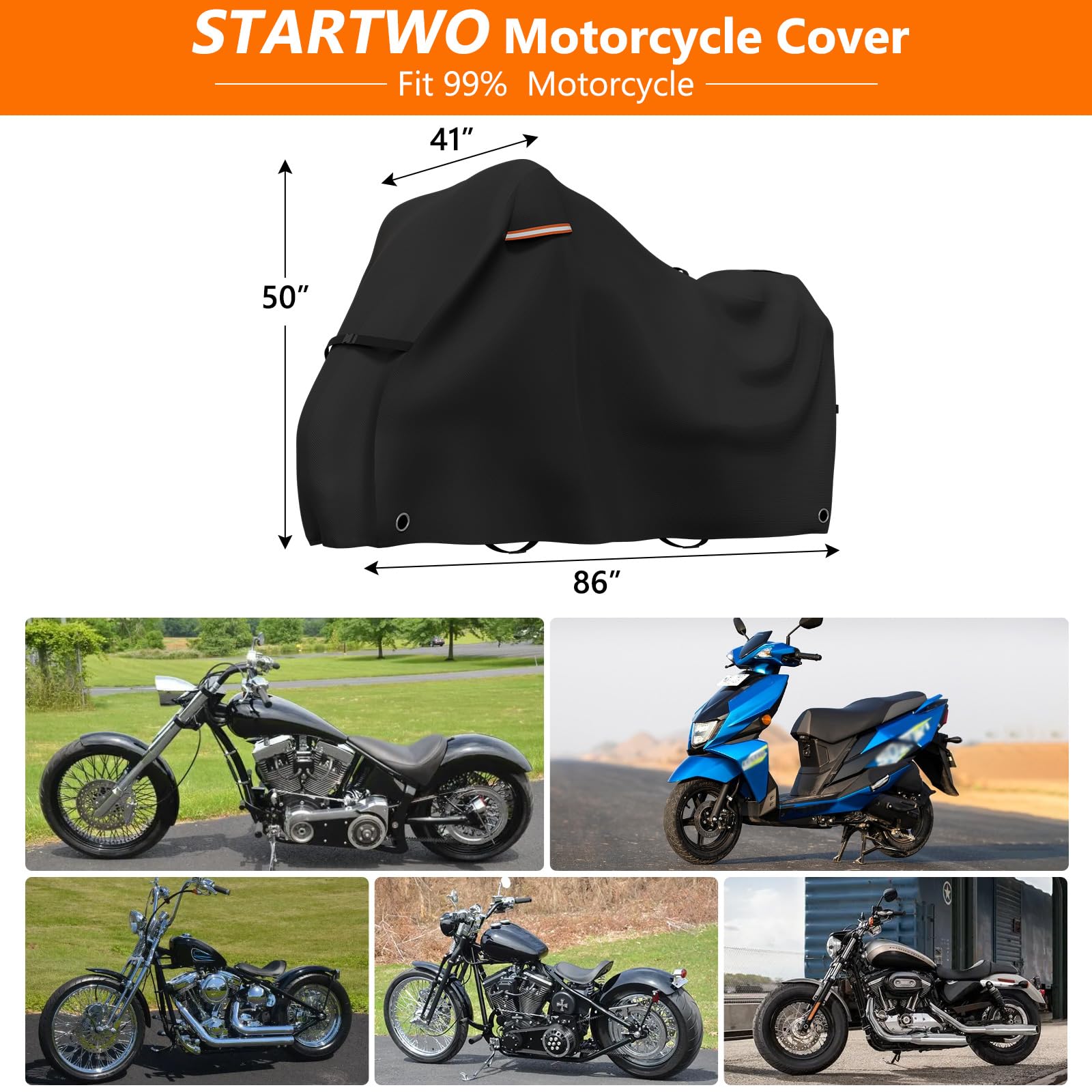 STARTWO Pokrowce na motocykle wodoodporne przechowywanie na zewnątrz wytrzymały uniwersalny pokrowiec na pojazd