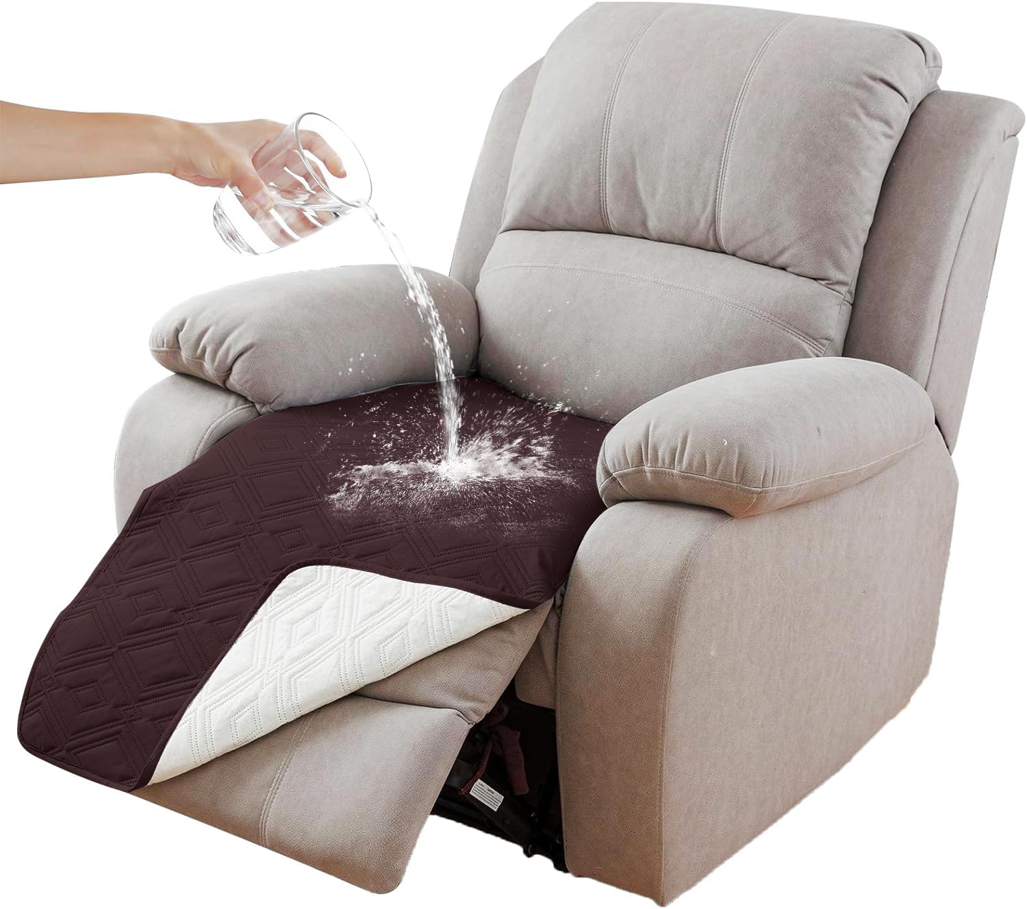 LINGKY Recliner Chair Covers, Waterproof Recliner Sofa Covers, Armchair Cover, Non-Slip Sofa Slipcovers Washable Sofa Protector for Living Room, 1 Piece (Chocolate)