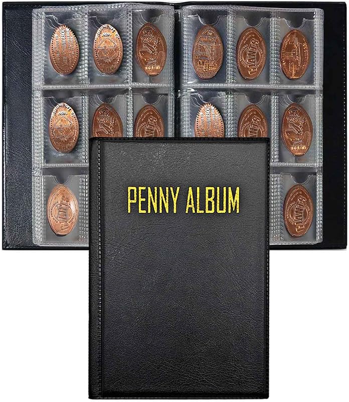 108 Pockets Pressed Penny Collecting Album BookSuitable for Work or Travel | Portable Smashed Pressed Penny Album Book Holder for Collectors