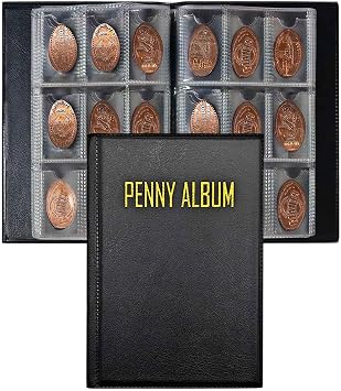 108 Pockets Pressed Penny Collecting Album Book, Portable Smashed Pressed Penny Album Book Holder for Collectors, Suitable for Work or Travel