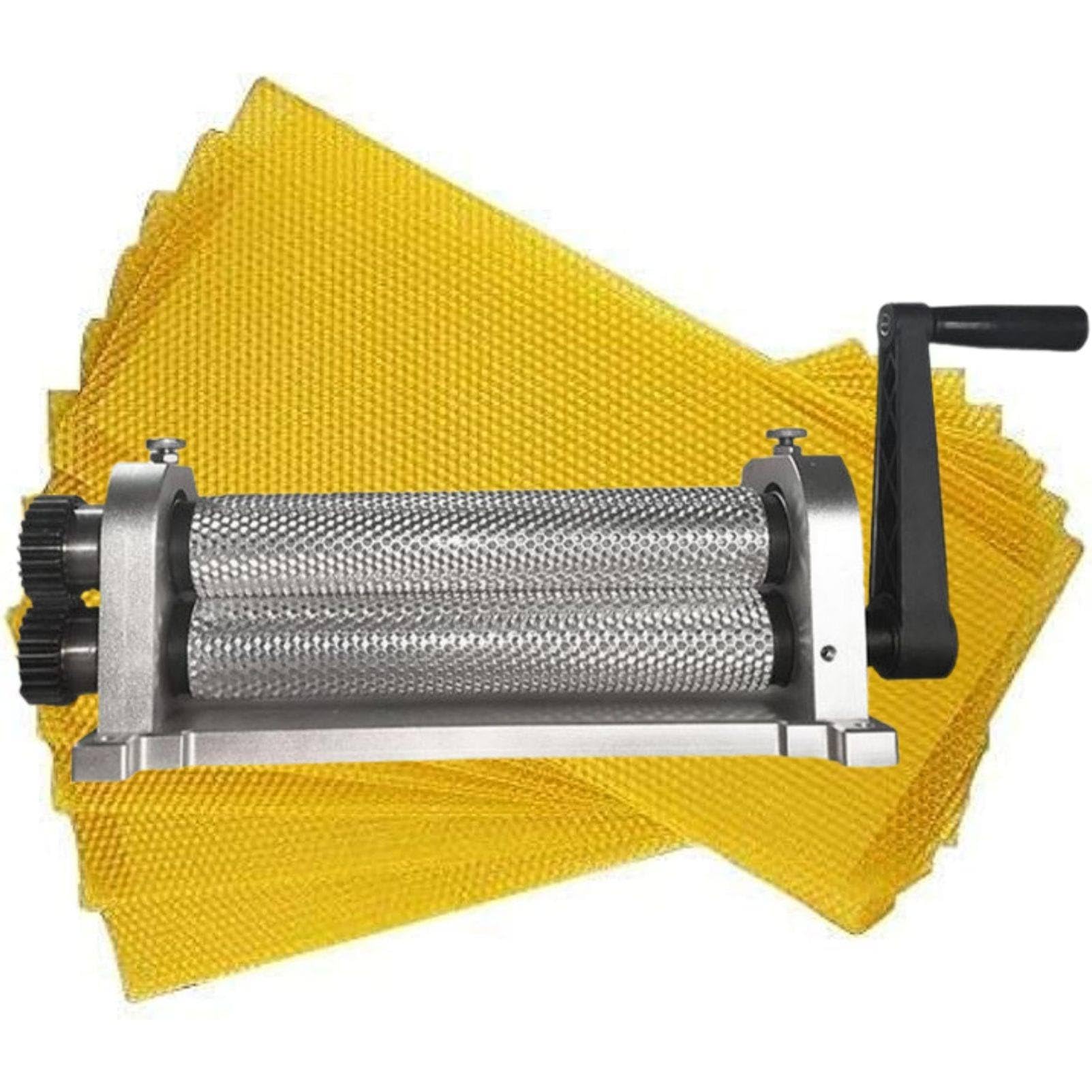 MhWrughts Beeswax Comb Foundation Machine Manual Bee Wax Sheet Roller Mill 50 x 280mm Precision Honeycomb Embossing Press for Commercial Bee Farms 4.9㎜