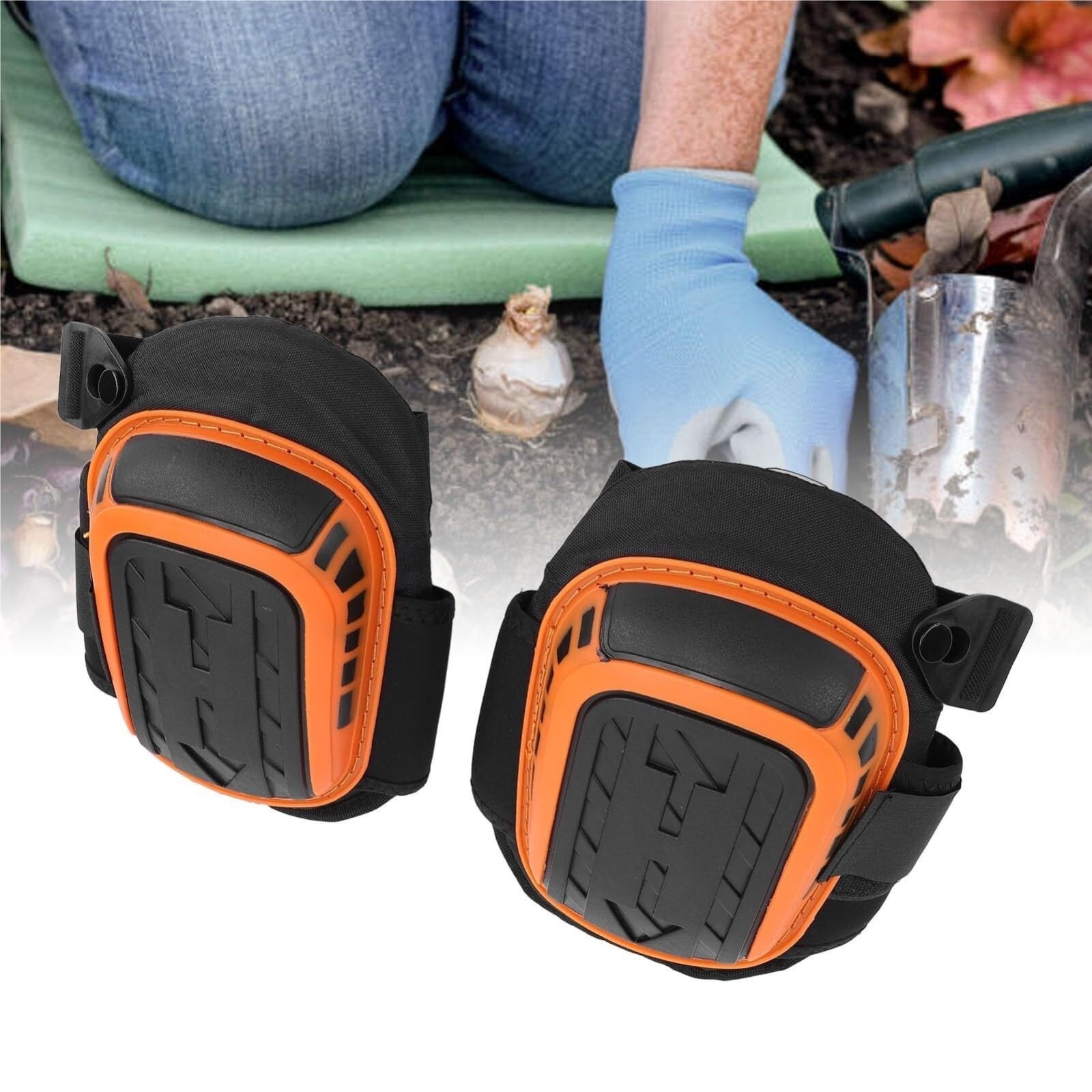 RUVOO Ginocchiere Palestra Ginocchiere da Lavoro in Schiuma Spessa con Guscio Rigido e Fascia Elastica per lavori a Pavimento e Giardinaggio Ginocchiera Sportiva