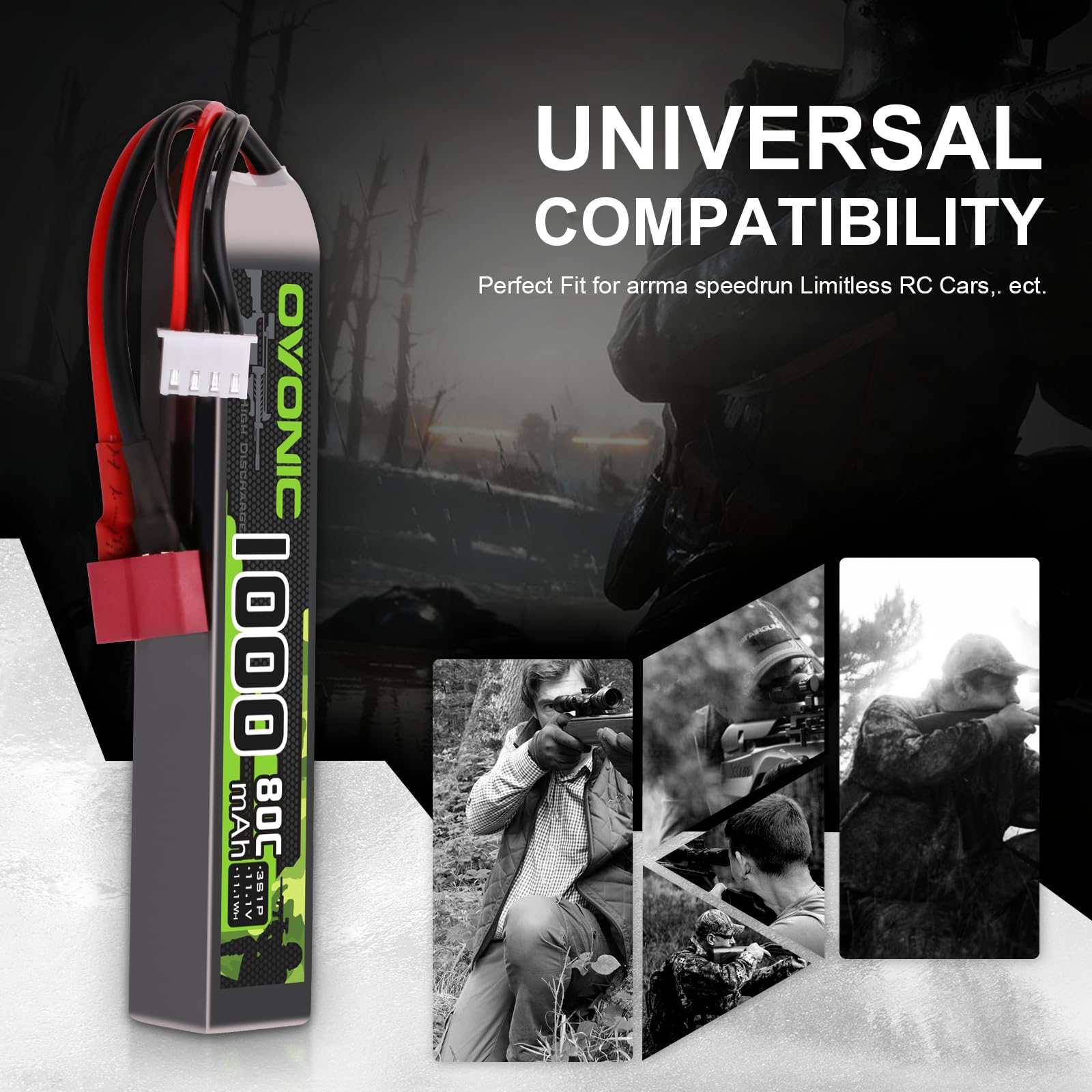 OVONIC 3S Lipo Lot de 2 batteries Lipo 11,1 V 80 C 1000 mAh avec Deans T pour pistolets Airsoft
