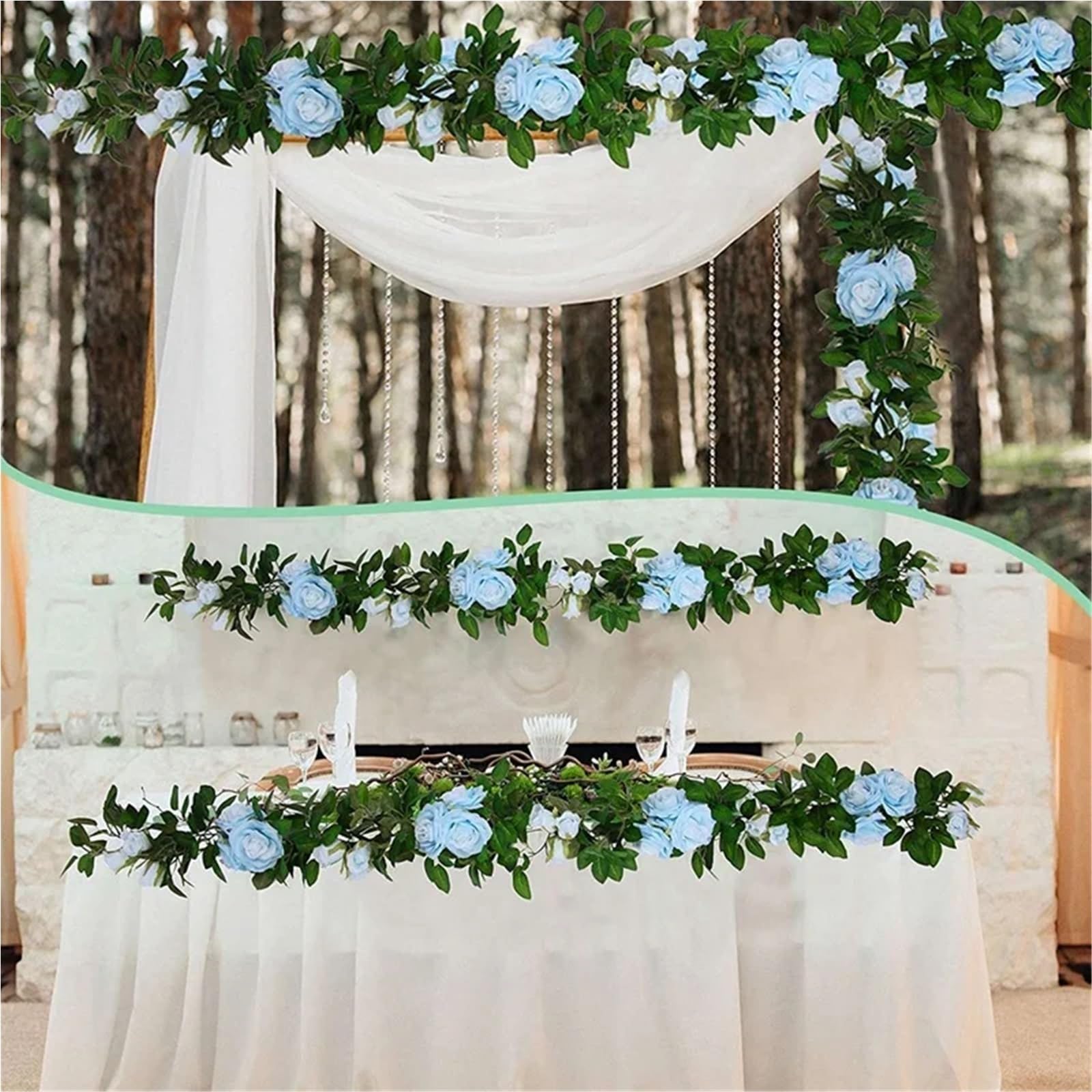 Künstliche Girlande 3 Stück künstliche Rosenrankengirlande, Seidenblumen, Hängekörbe, Pflanzen for drinnen und draußen
