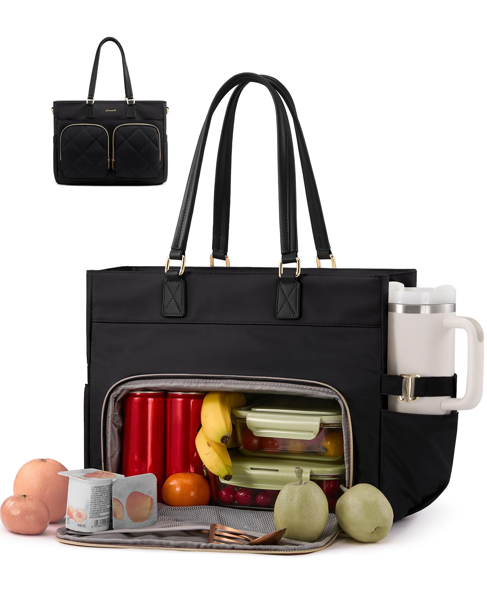 LOVEVOOK 2 in 1 Handtasche Damen mit Kühlfach 15,6" Laptoptasche Shopper
