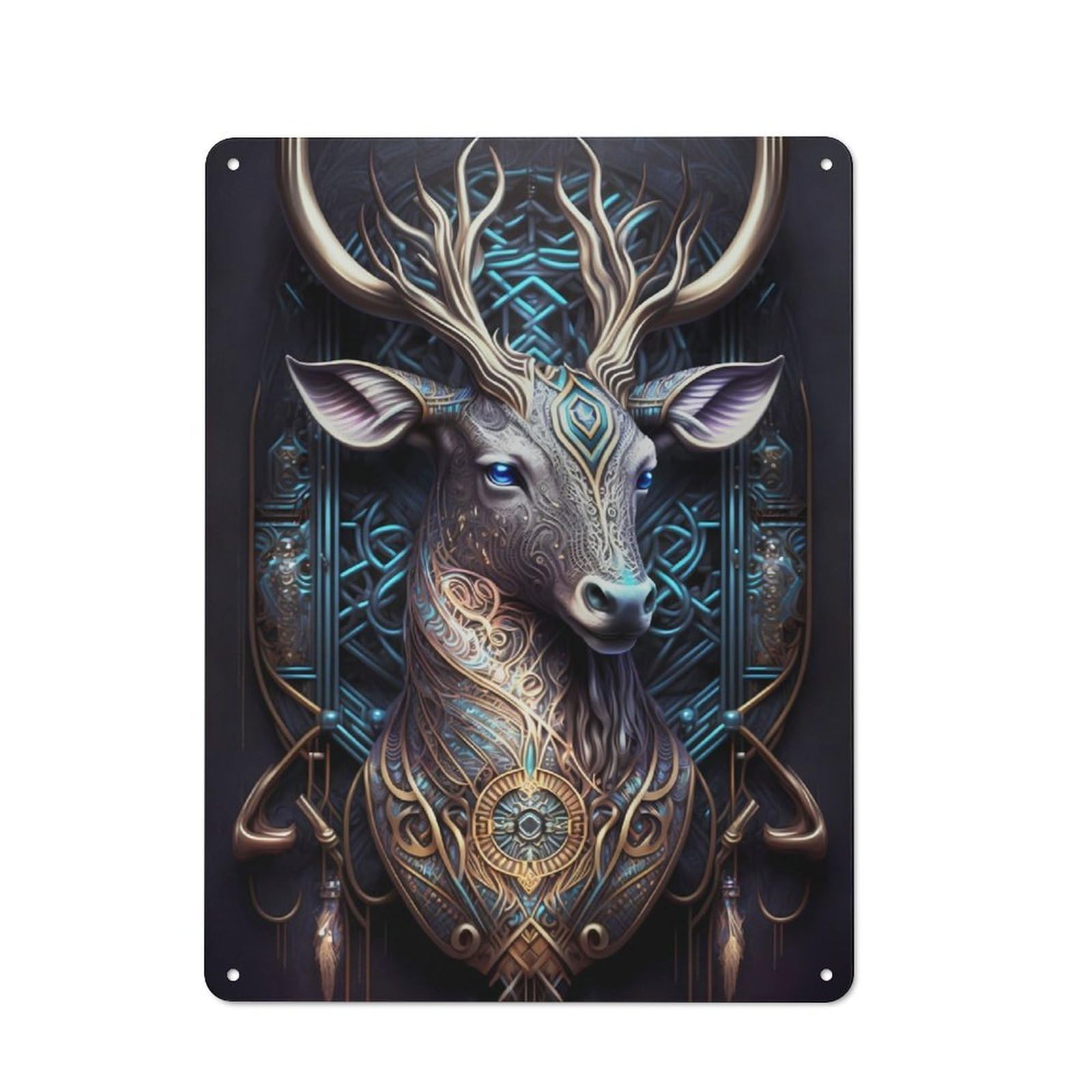 Junmoney Spiritual Cosmic Deer For Lounge Or Reading Corner, Rustic Tin Sign 40X30cm, For Home Interiors, Feature Walls And Decorative Displays