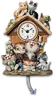 The Bradford Exchange Frolicking Felines Fully Sculpted Hand-Painted Cat-Themed Cuckoo Clock