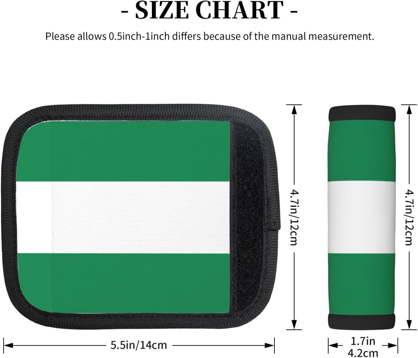 Flag of Nigeria Print Neoprene Luggage Handle Wraps for Travel Handle Grip Luggage Identifier Suitcase 2Pcs