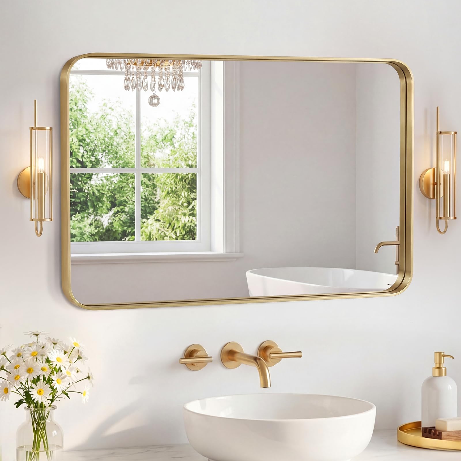 Sweetcrispy Bathroom Mirror 40x24 Inch, Vanity Mirror for Wall