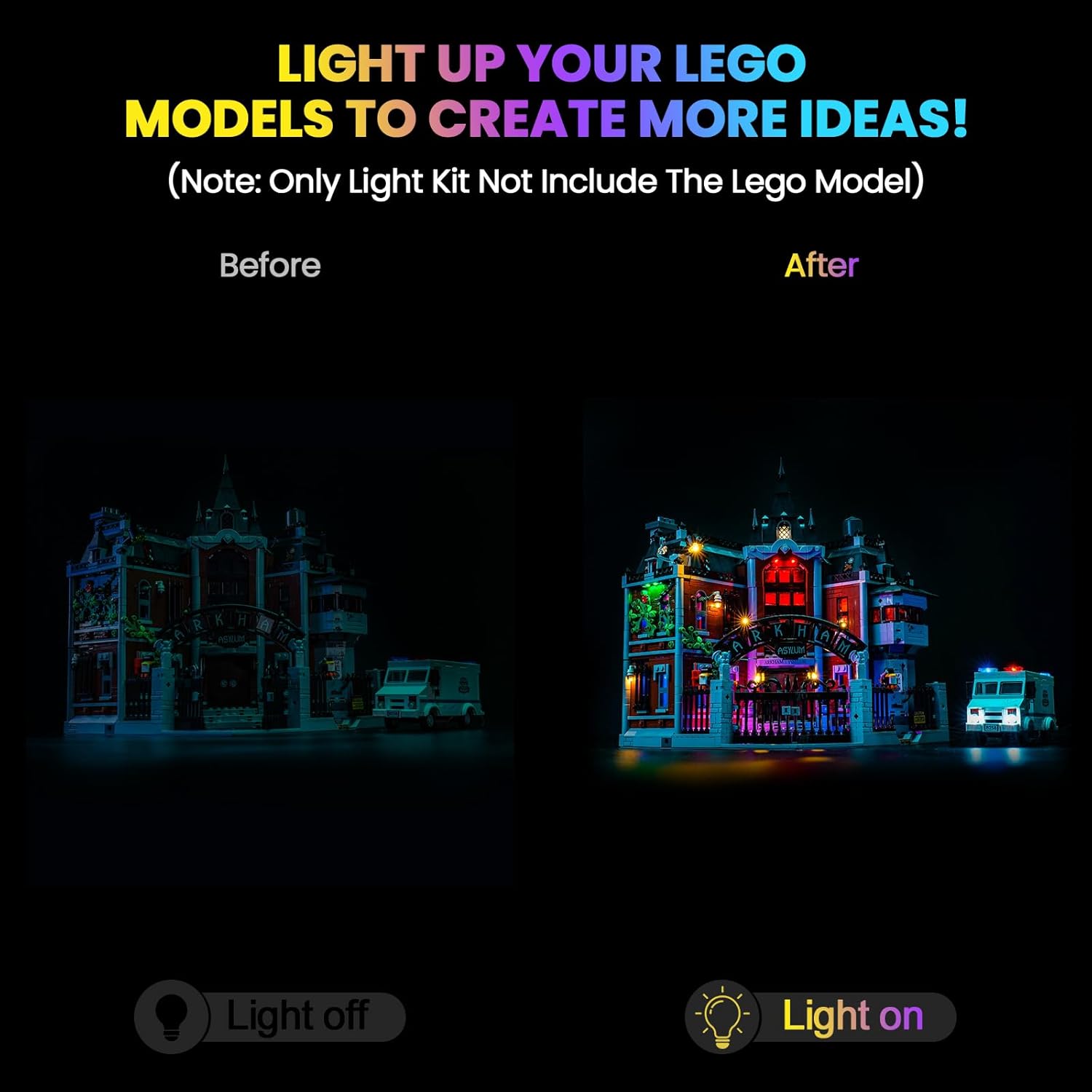 Upgraded Led Light Kit Compatible with Lego Arkham Asylum Building Set, Lights Decoration Compatible with Lego 76300 (Model Not Included)