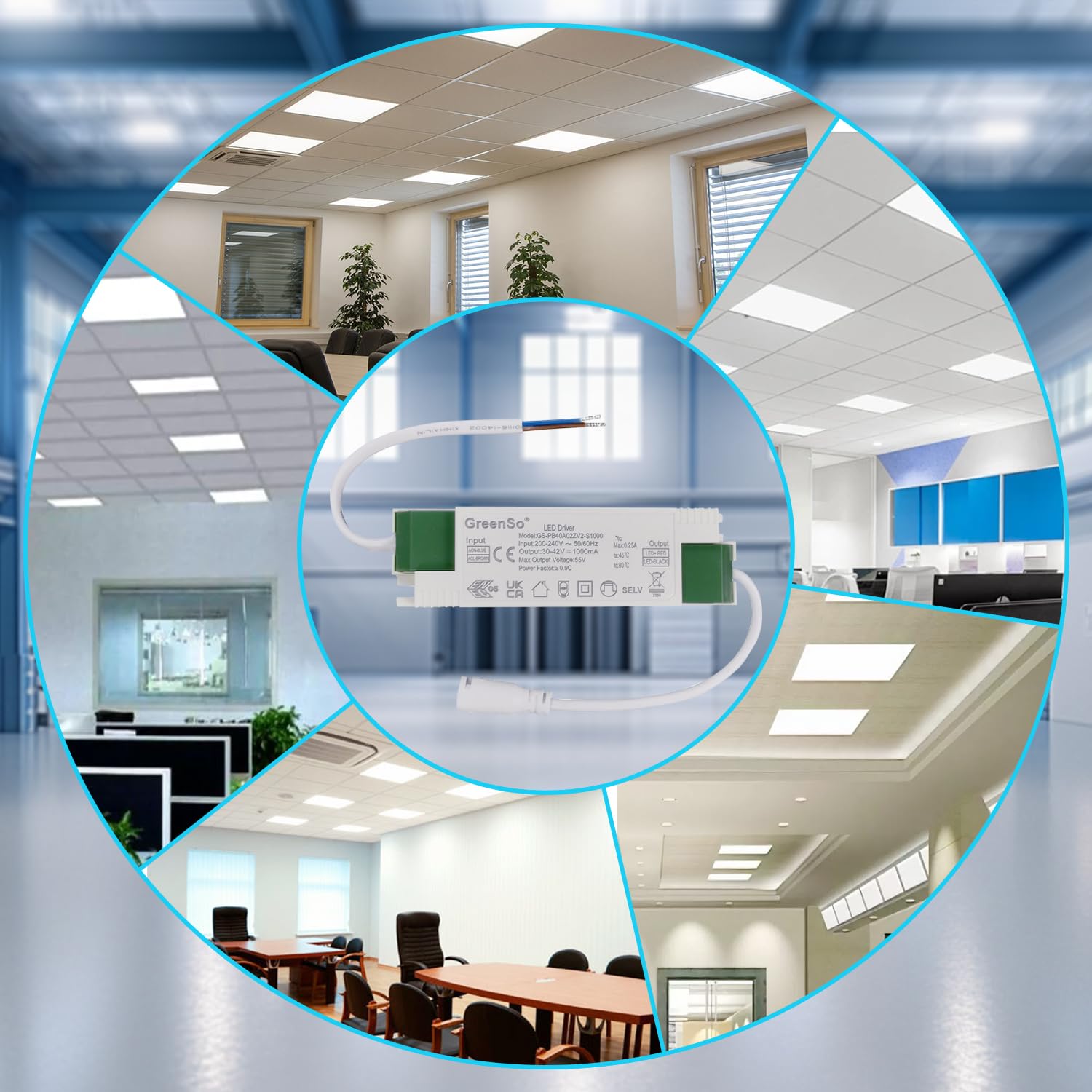 40W Trasformatore LED Driver per Luci da Incasso 120x30 60x60 Lampada del Pannello LED 200-240Vac 27-40Vdc 1000mA Corrente Costante Alimentatore Non dimmerabile, GS-PA40A02-1000, TUV CE CB
