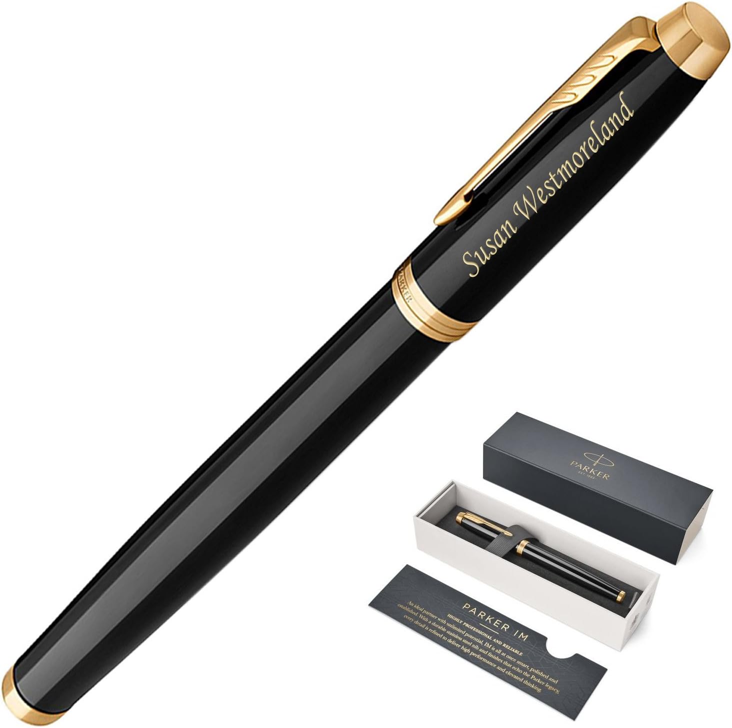 Engraved / Personalized Parker IM Black Fountain Pen - Medium Nib. Fast 1 Day Engraving Time