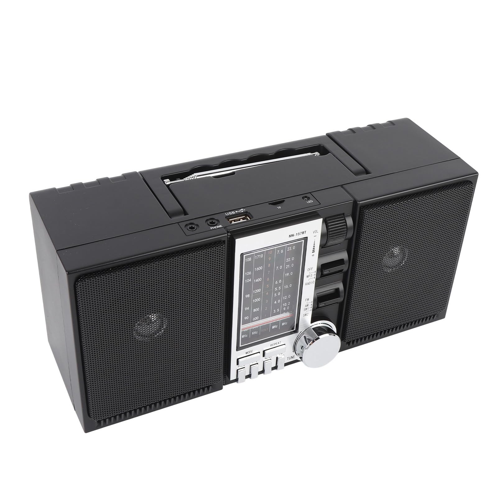 Gazaar Portable AM FM SW Radio Speaker Stereo Long Play Time Rechargeable 2400mAh Battery (US Plug)