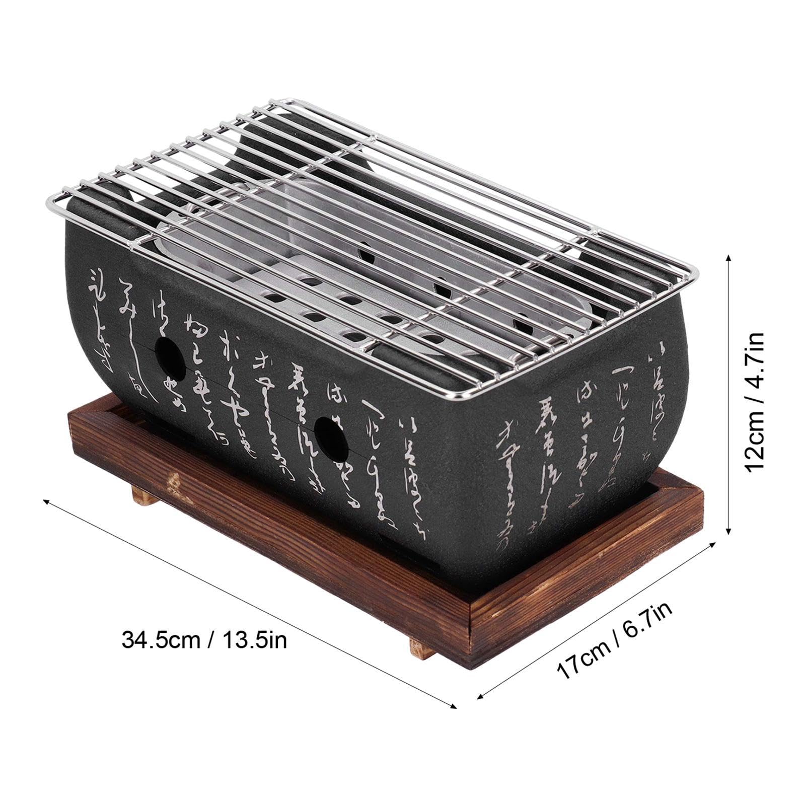Barbecue giapponese – Griglia rettangolare per barbecue in stile giapponese | Barbecue portatile rettangolare con rete a carbonella per la casa BBQ, barbecue a carbonella cromato a | giapponese | Barbecue portatile rettangolare con rete a carbonella per l