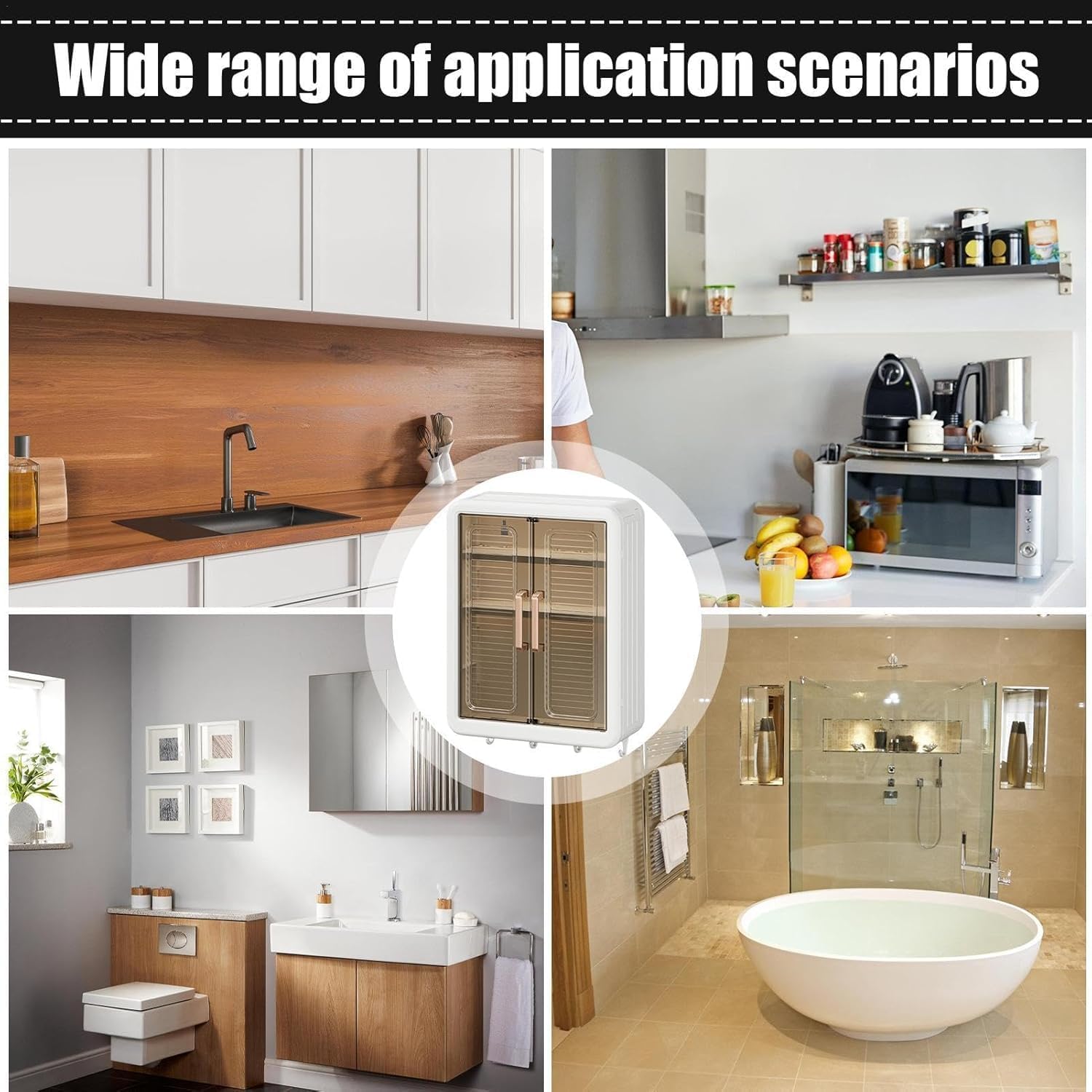 Strobine Plastic Self-Adhesive No-Drill Bathroom Shelf & Storage Cabinet with Magic Stickers, Organiser for Bathroom, Essentials, Makeup, Skincare, Wall-Mounted Multi-Purpose Storage Cabinet 3