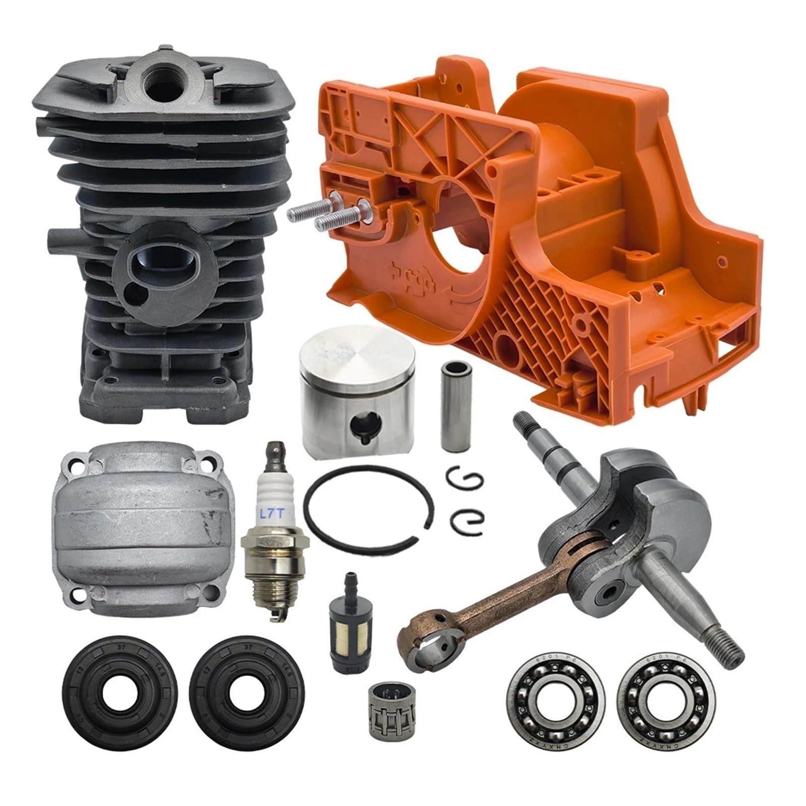 38MM Crankcase Cylinder Crankshaft Engine Motor Rebuild Kit Fit For Husq&varna 137 142 137E 142E Chainsaw Assembly Nikasil Plated Cylinder Piston Gasket Set Engine Rebuild Kits