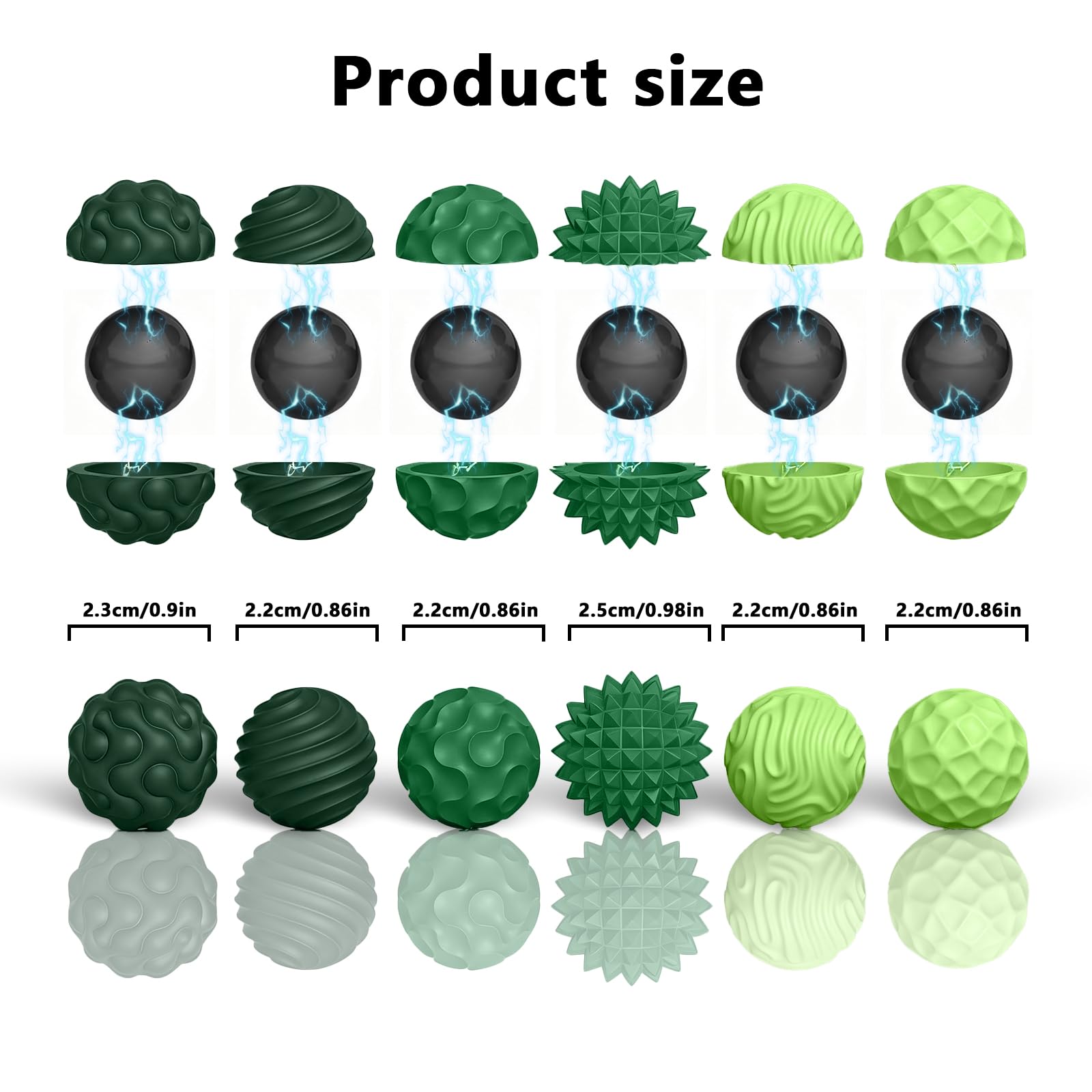6PCS Balls Fidget Toys Texture Tactile Sensory Balls Balls with Silicone Shell Stress Anxiety Relief Sensory Toys for Fingers Hands for Adults and Teens with Autism (green) - Image 2