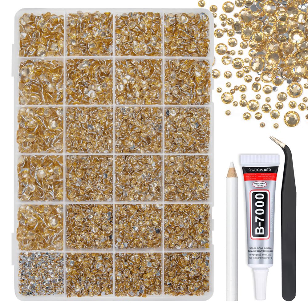 ゴールド　アクセサリー　bling-bling Amazon.com: qiipii Champagne Golden Crystal Resin Rhinestones for