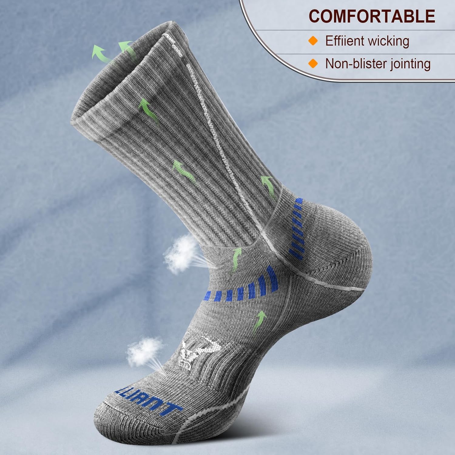 BULLIANT Men Athletic Socks, Compression Sports Crew Socks Cushioned For Men Outdoor Running Hiking-Arch Compression Support - Image 7