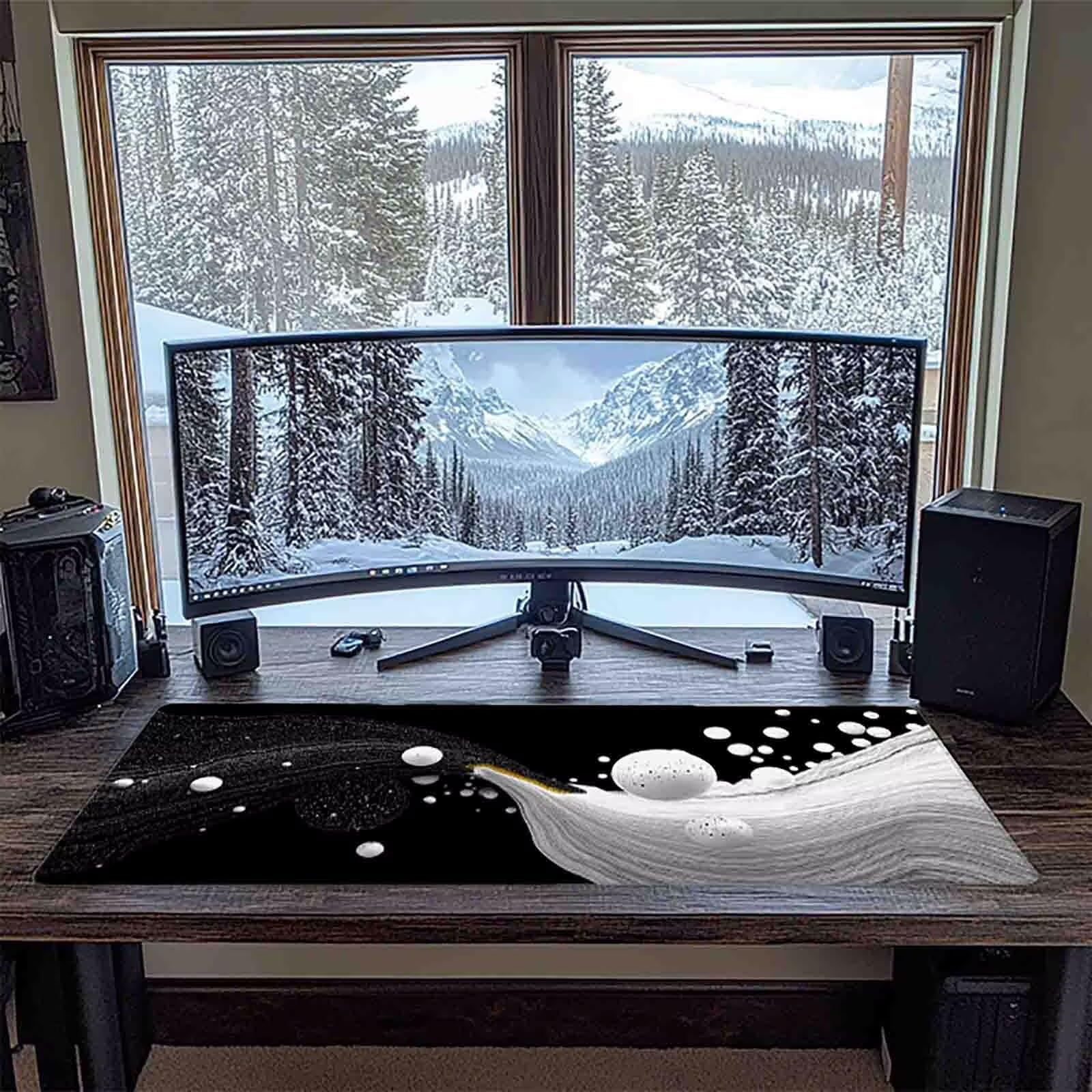 Tappetino Mouse XXL 1000x500mm Nero Mousepad Astratto Tappetino Scrivania Grande, con base in Gomma Antiscivolo, Impermeabile Sottomano Scrivania per Computer, Accessori Gaming Mouse Pad 5-3322x