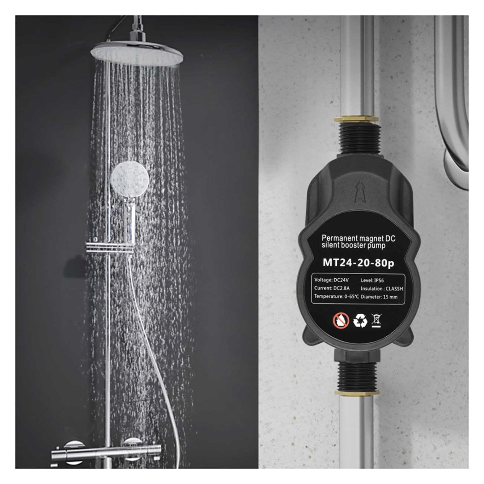 Bomba De Refuerzo De Presión De Agua DC 24V 200W For El Hogar Bomba De Diafragma De Baja Presión 35 Bombas De Ducha De Calentador De Agua Solar De Elevación