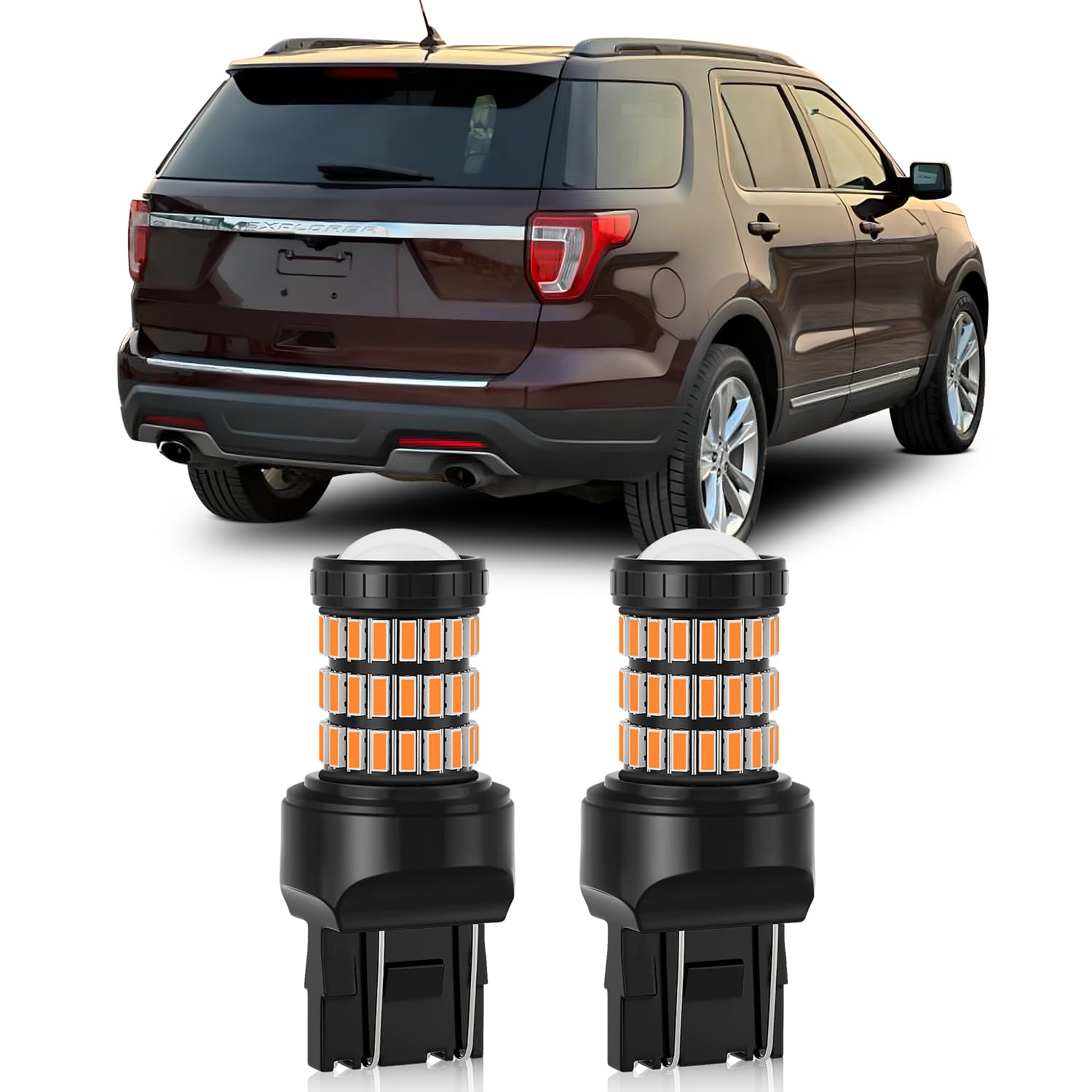 Amber Yellow 7440 T20 7443 7444 LED Blinker Light Bulbs Compatible with 2012 2013 2014 2015 2016 2017 2018 2019 Ford Explorer Rear Turn Signal Lights, Pack of 2