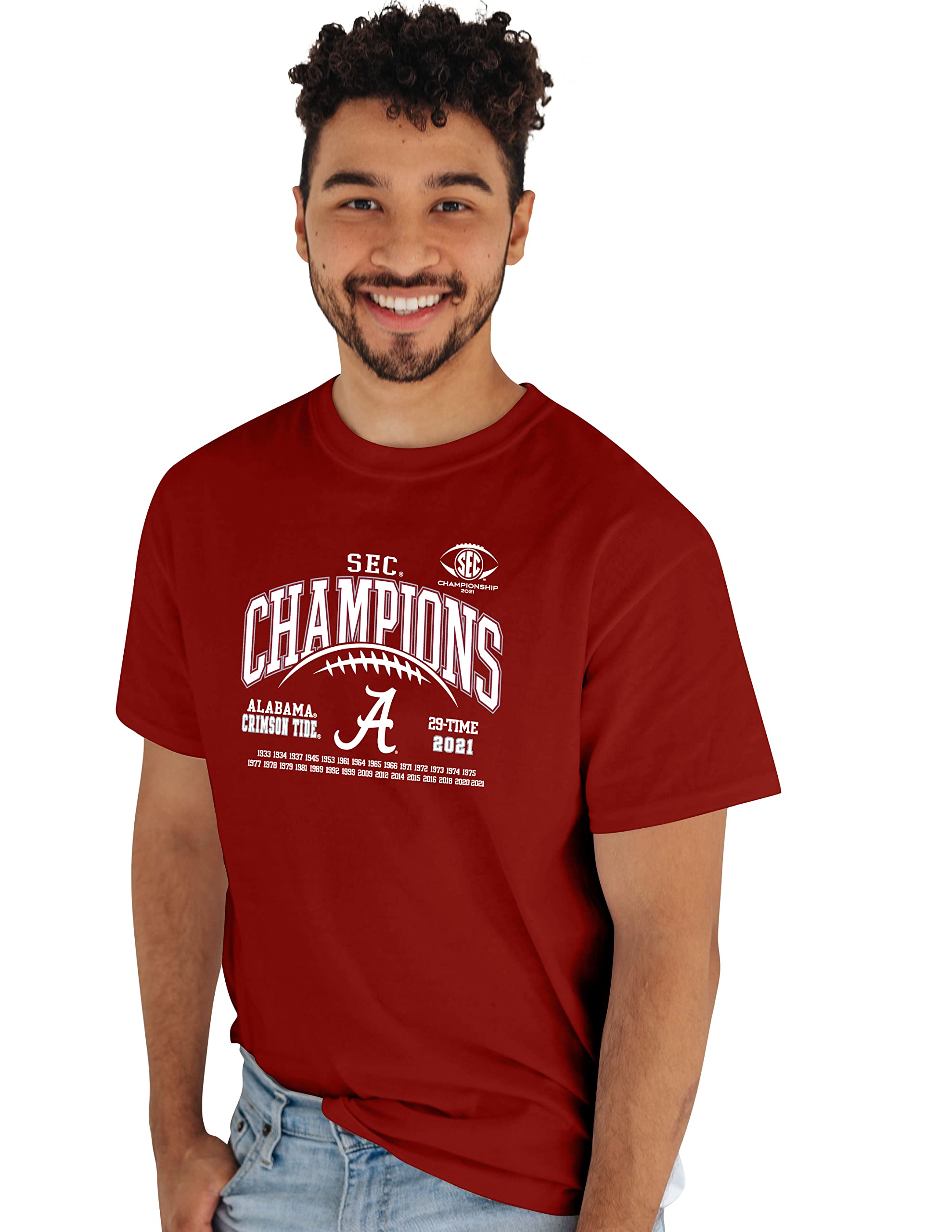 Blue 84 mens Ncaa Officially Licensed Alabama Crimson Tide Sec Champs T-shirt 2021 T-Shirt