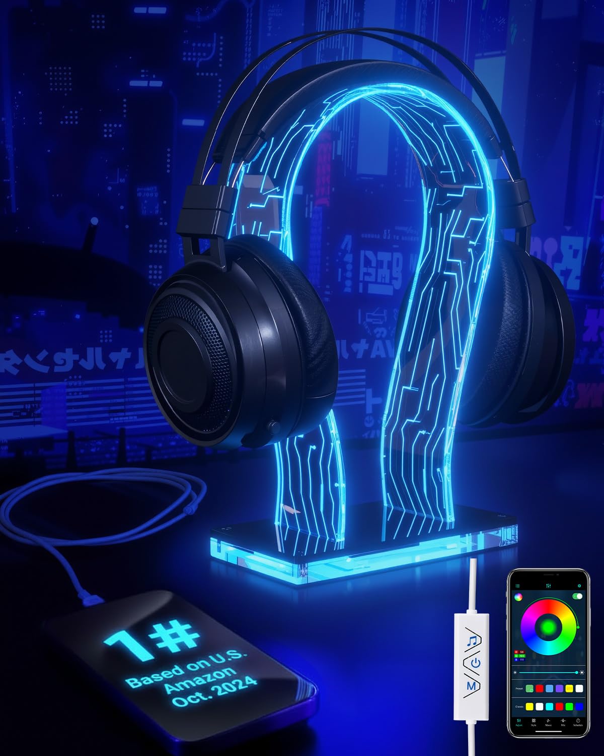 HAYVAN Headphone Stand Black-image-2