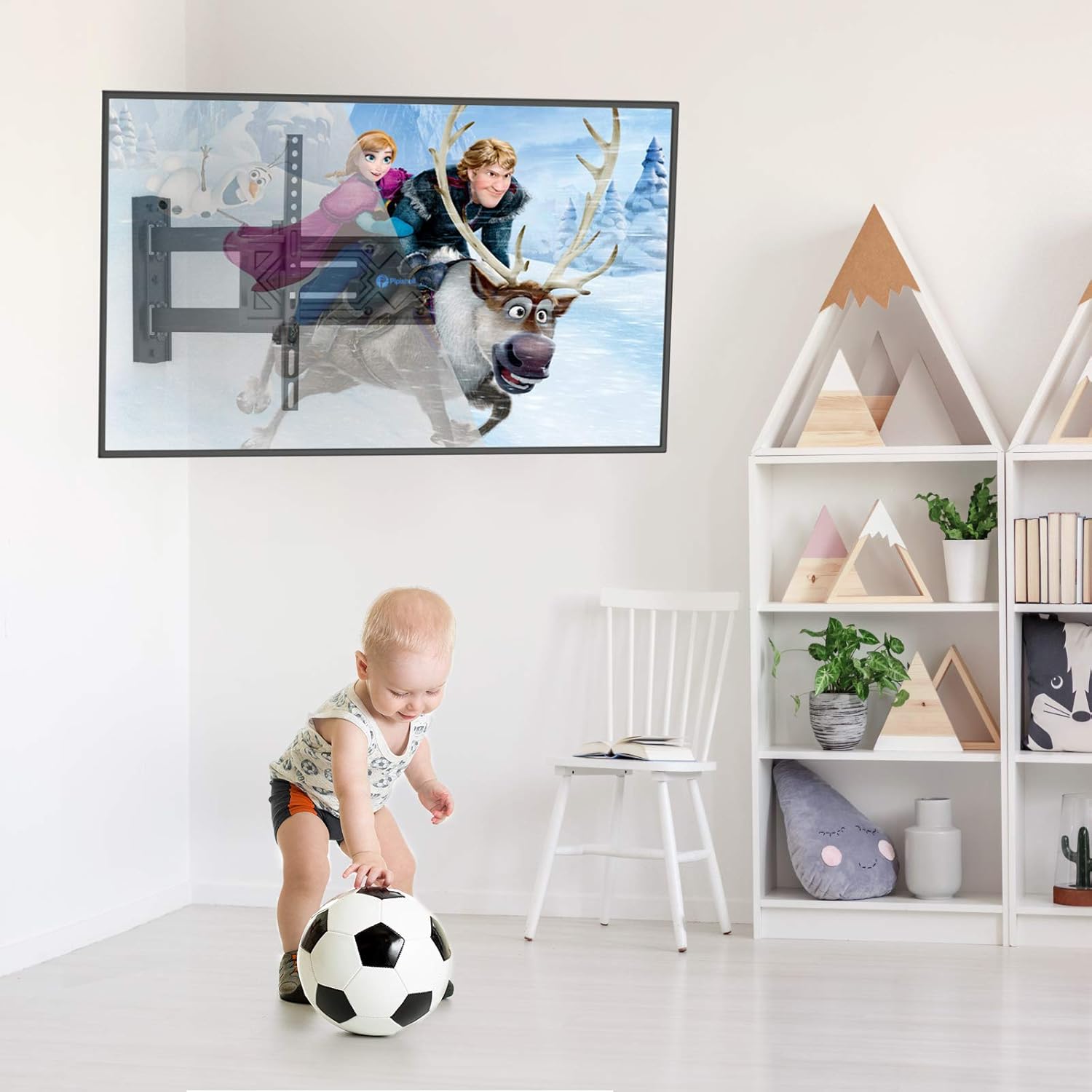 Pipishell Full Motion TV Wall Mount, Heavy Duty Single Articulating Arms TV Bracket for Most 26-60 Inch Flat Curved TVs, Up to VESA 400x400mm and 77lbs, Support Swivel, Tilt, Level Adjustment : Electronics