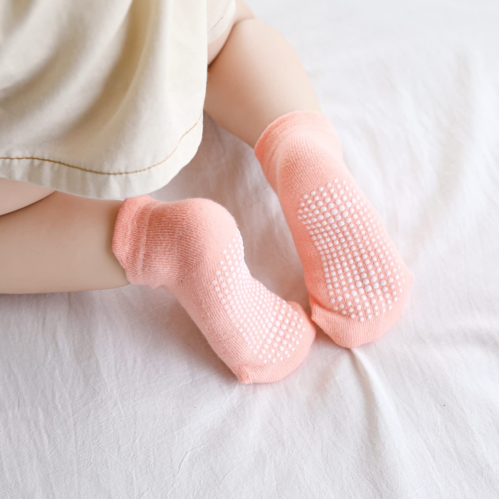 Non Slip Grip Ankle Baby Socks 12 Pack for Toddler Boys and Girls Kids Infant Baby Cute Cotton Socks